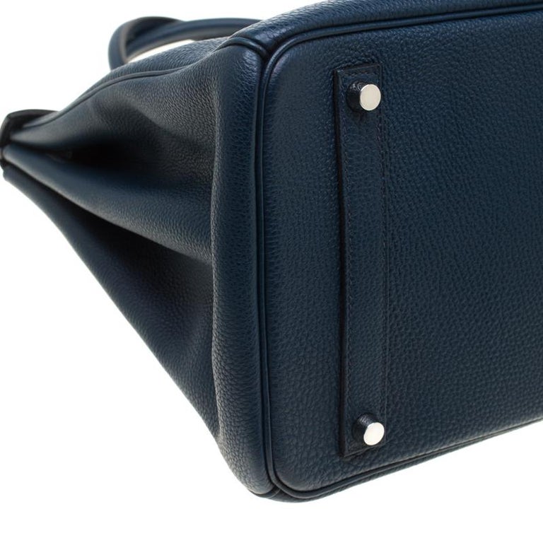 Hermes Bleu De Malte Leather Palladium Hardware Birkin 35 Bag For Sale