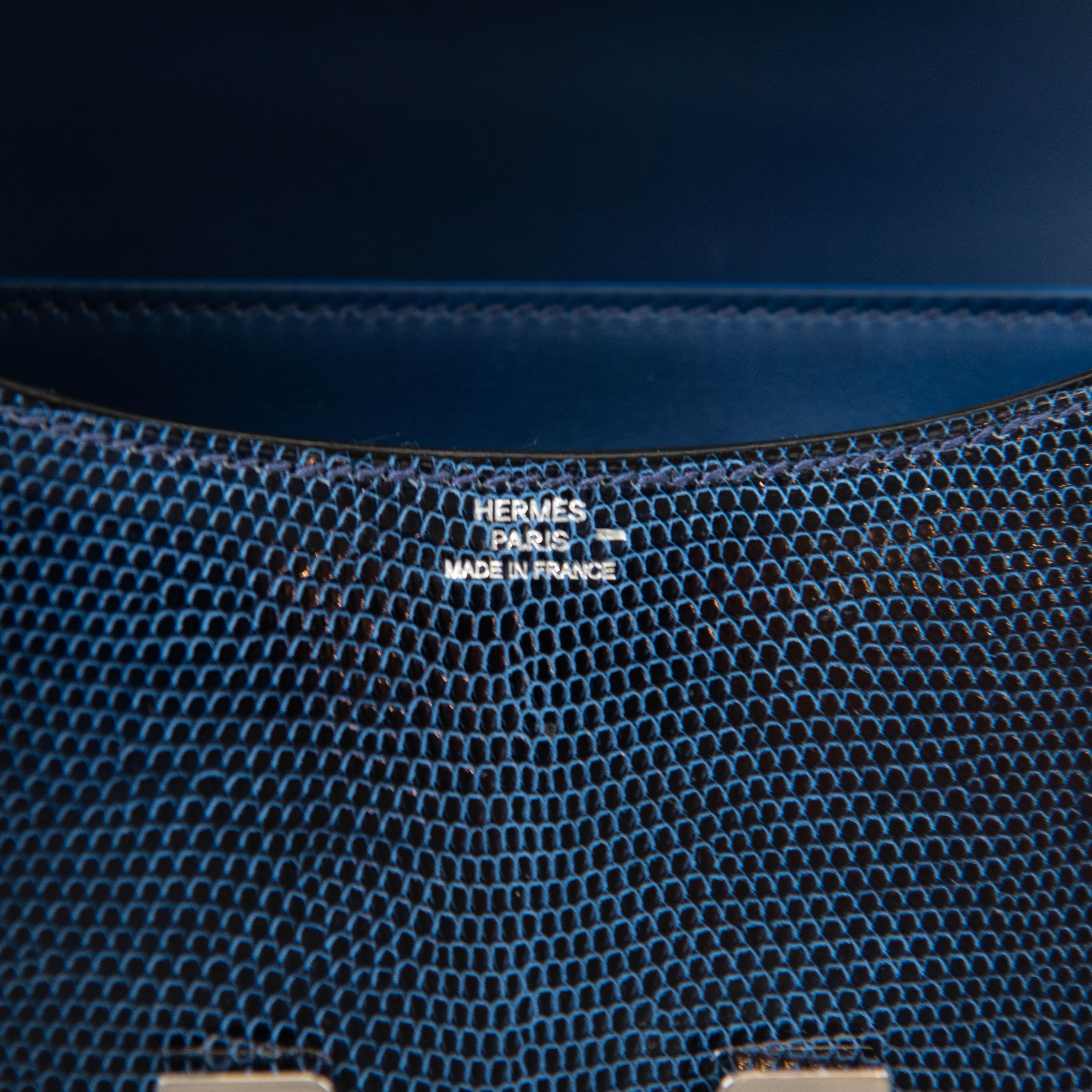 Hermes Bleu de Malte Lizard Constance 18 Palladium Hardware For Sale 5