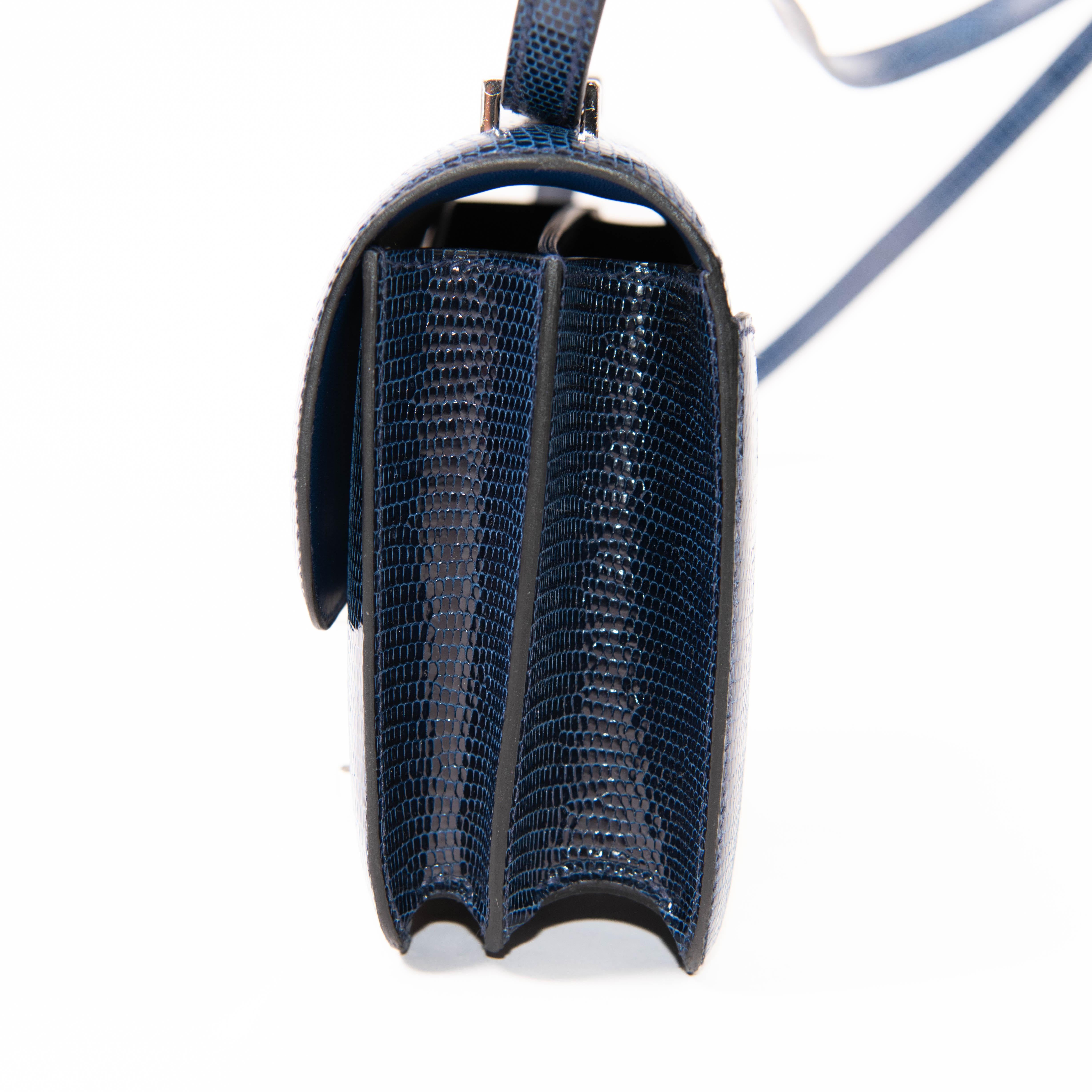 Hermes Bleu de Malte Lizard Constance 18 Palladium Hardware For Sale 3