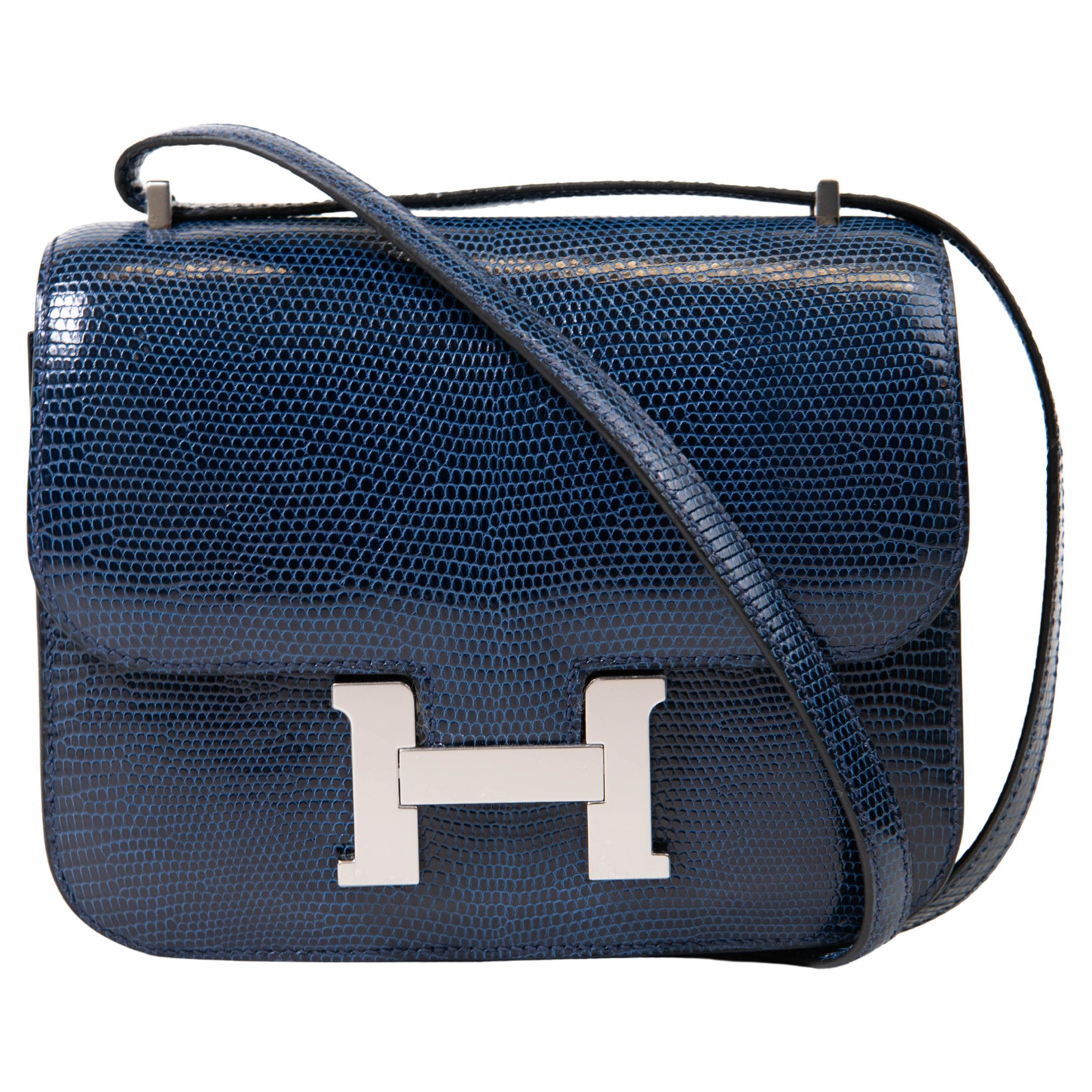 Hermes Bleu de Malte Lizard Constance 18 Palladium Hardware