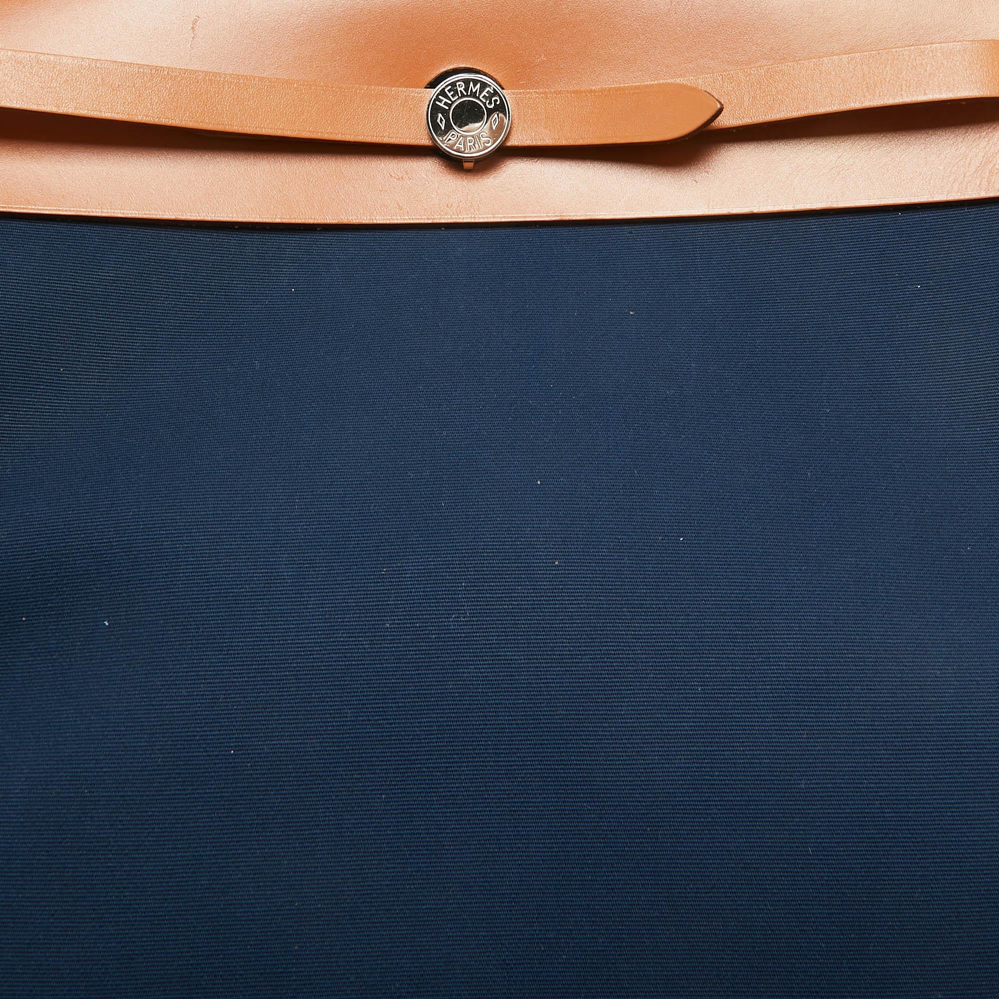 Hermes Bleu De Malte/Natural Toile and Vache Hunter Herbag Zip 39 Bag 3