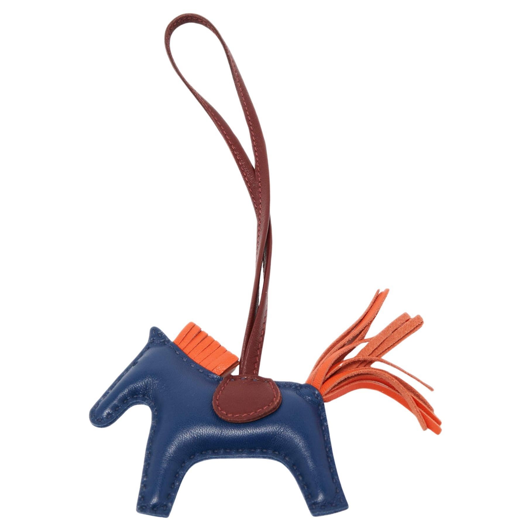 Hermes Bleu de Malte/Orange Poppy/Rouge H Milo Leather GriGri Rodeo Bag Charm PM