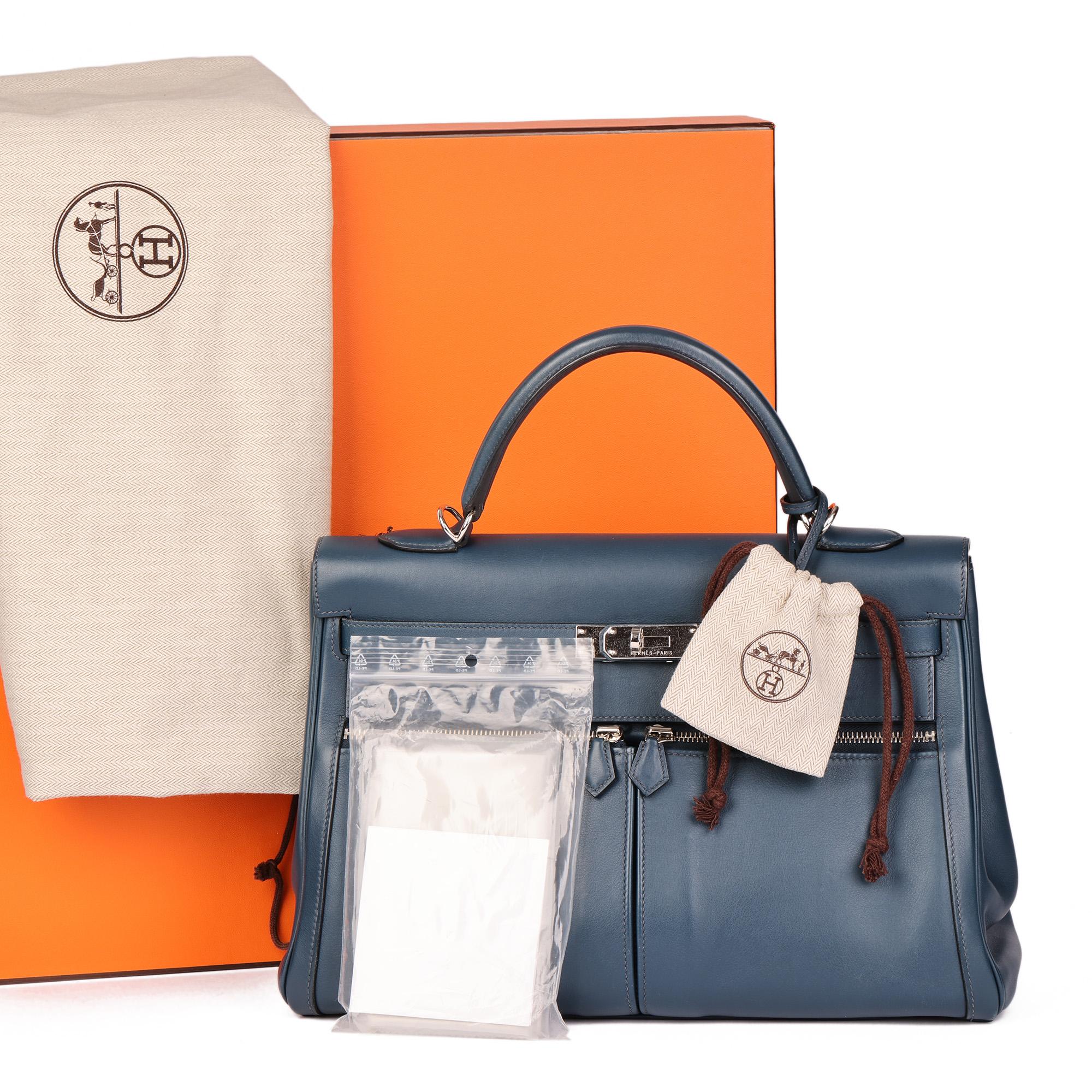 HERMÈS Bleu de Prusse Swift Leather Lakis Kelly 35cm 3