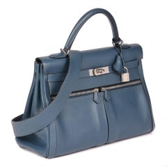 HERMÈS Bleu de Prusse Swift Leder Lakis Kelly 35cm