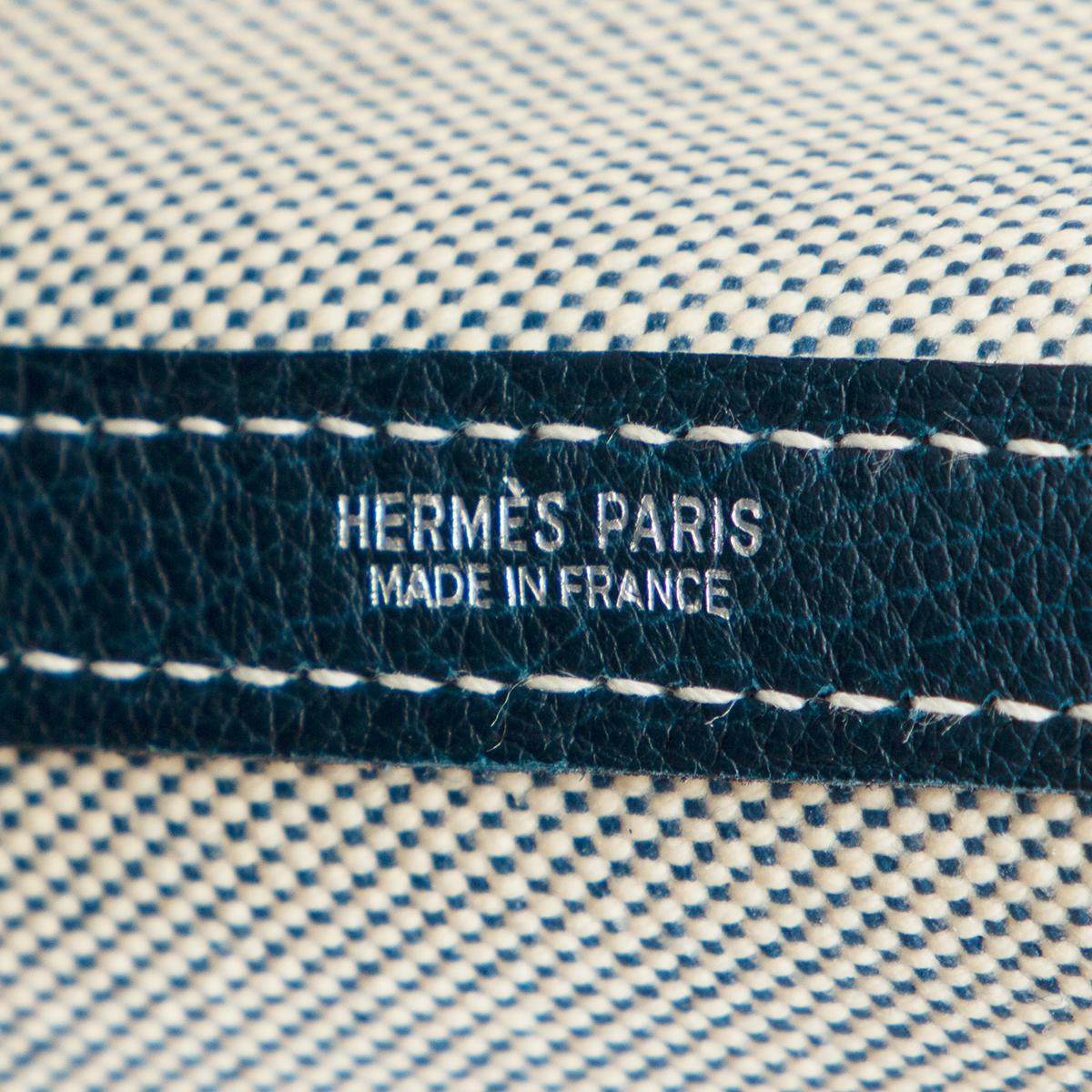 HERMES Bleu de Prusse Toile H & Negonda leather GARDEN PARTY 36 Bag 3