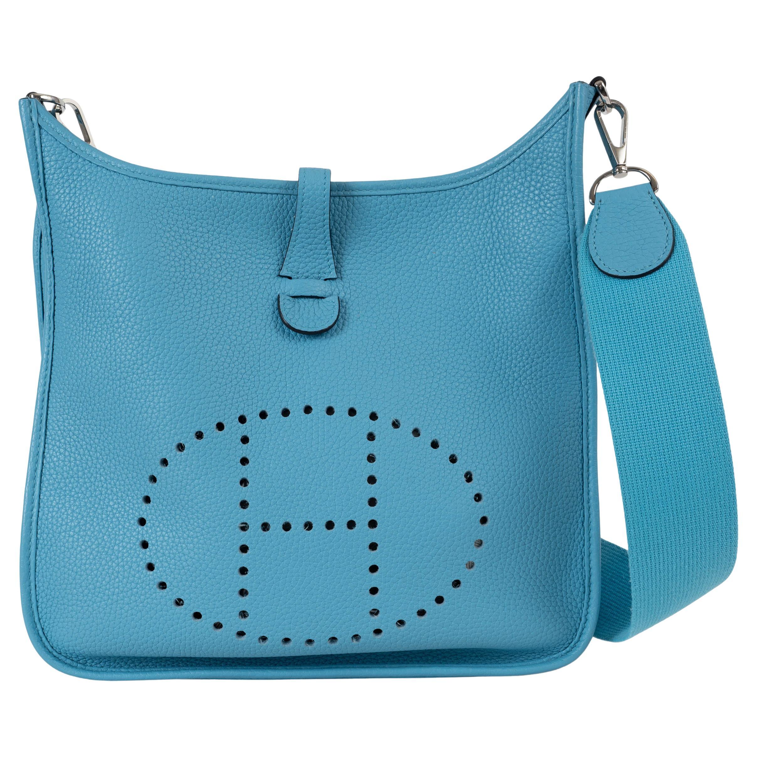 Sac à bandoulière EVELYNE 29 bleu du Nord en cuir Clemence HERMÈS