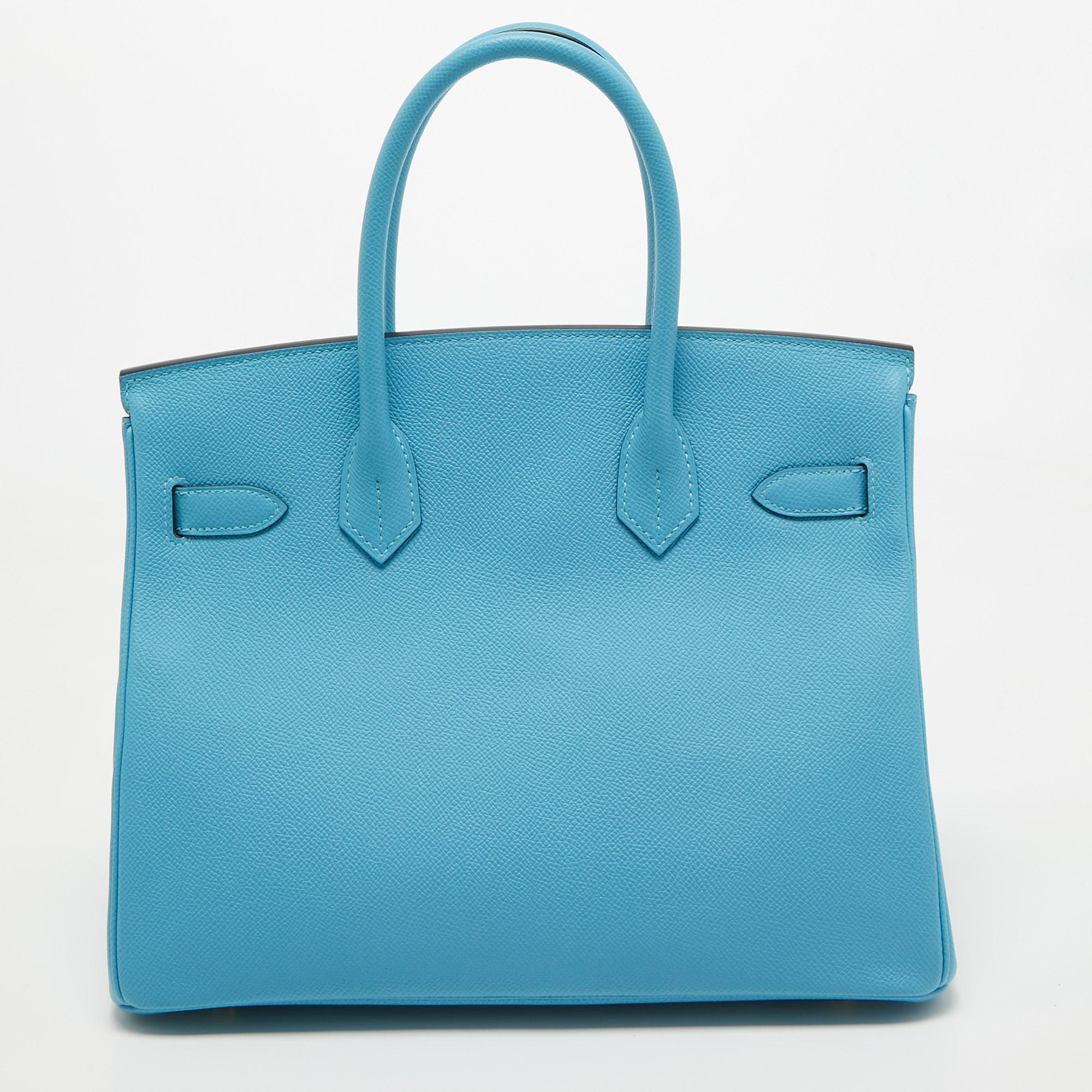 Blue Hermes Bleu du Nord Epsom Leather Gold Finish Birkin 30 Bag