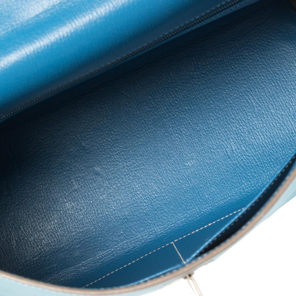 Blue Hermes Bleu Du Nord Epsom Leather Palladium Finished Kelly Retourne 32 Bag
