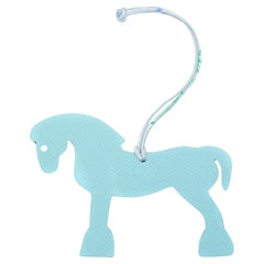 Hermès Bleu du Nord/Rouge de Coeur et cuir Petit H Hermy Horse Bag Charm