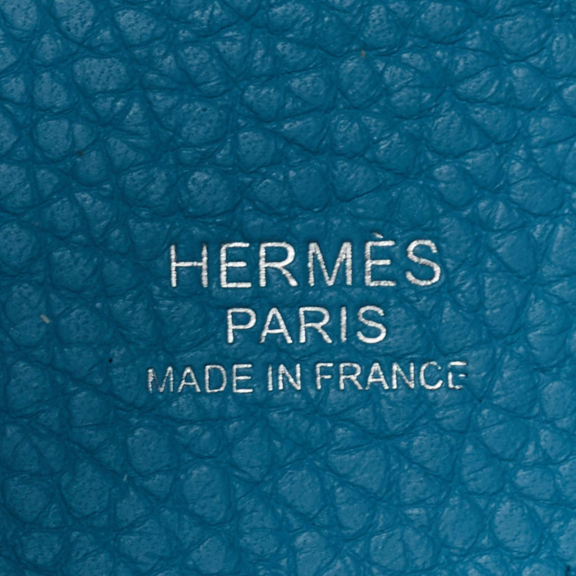 Hermes Bleu du Nord/Rouge de Coeur Taurillon  Serrure en cuir Picotin 18  Sac en vente 6
