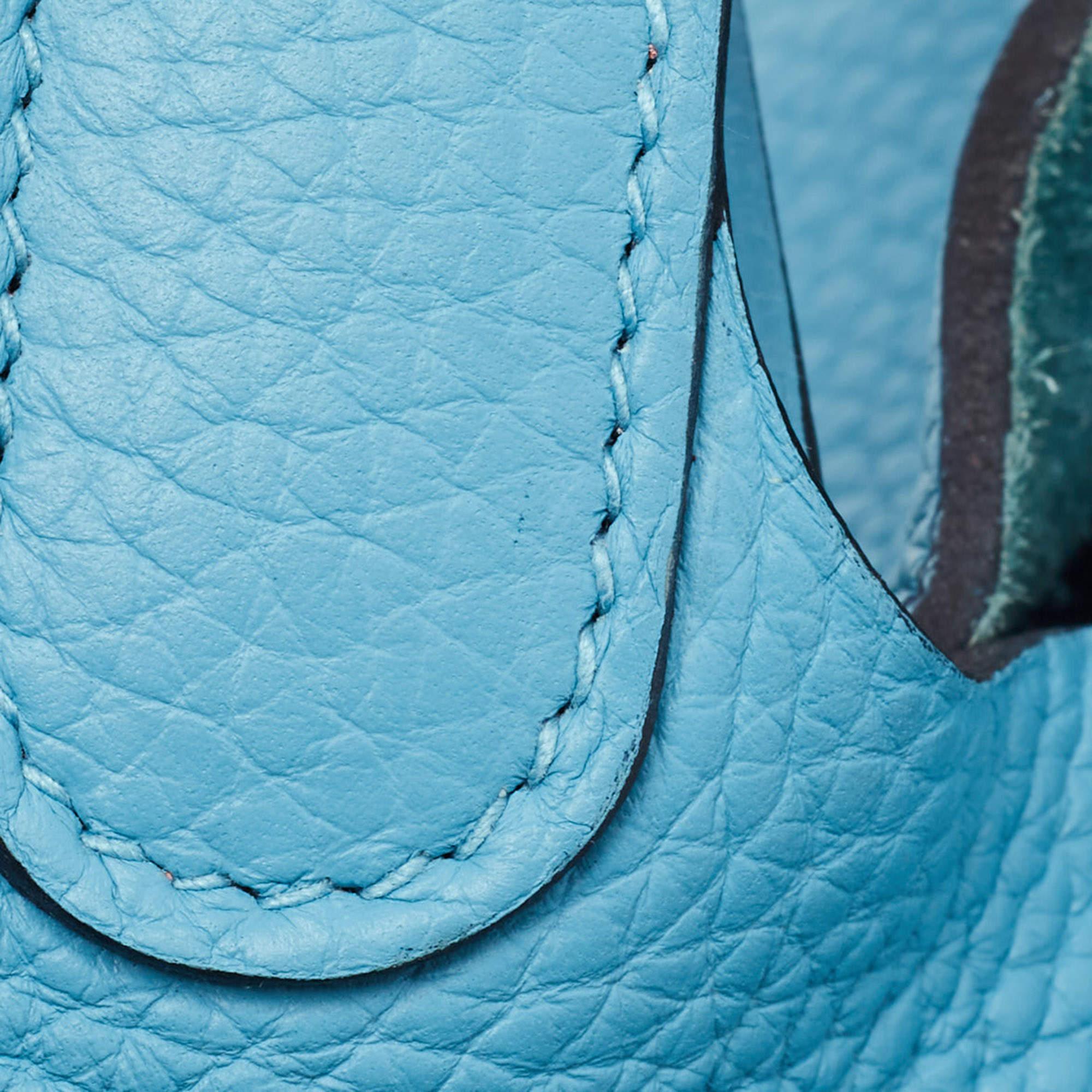 Hermes Bleu du Nord/Rouge de Coeur Taurillon  Leather Picotin Lock 18  Bag For Sale 2