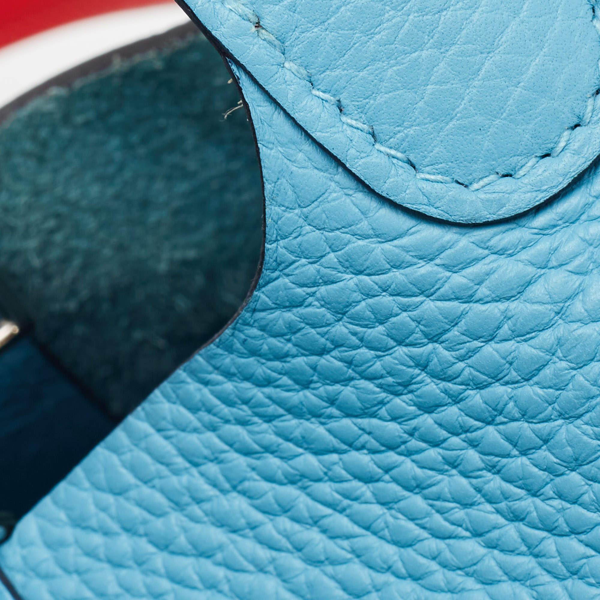 Hermes Bleu du Nord/Rouge de Coeur Taurillon  Leather Picotin Lock 18  Bag For Sale 3
