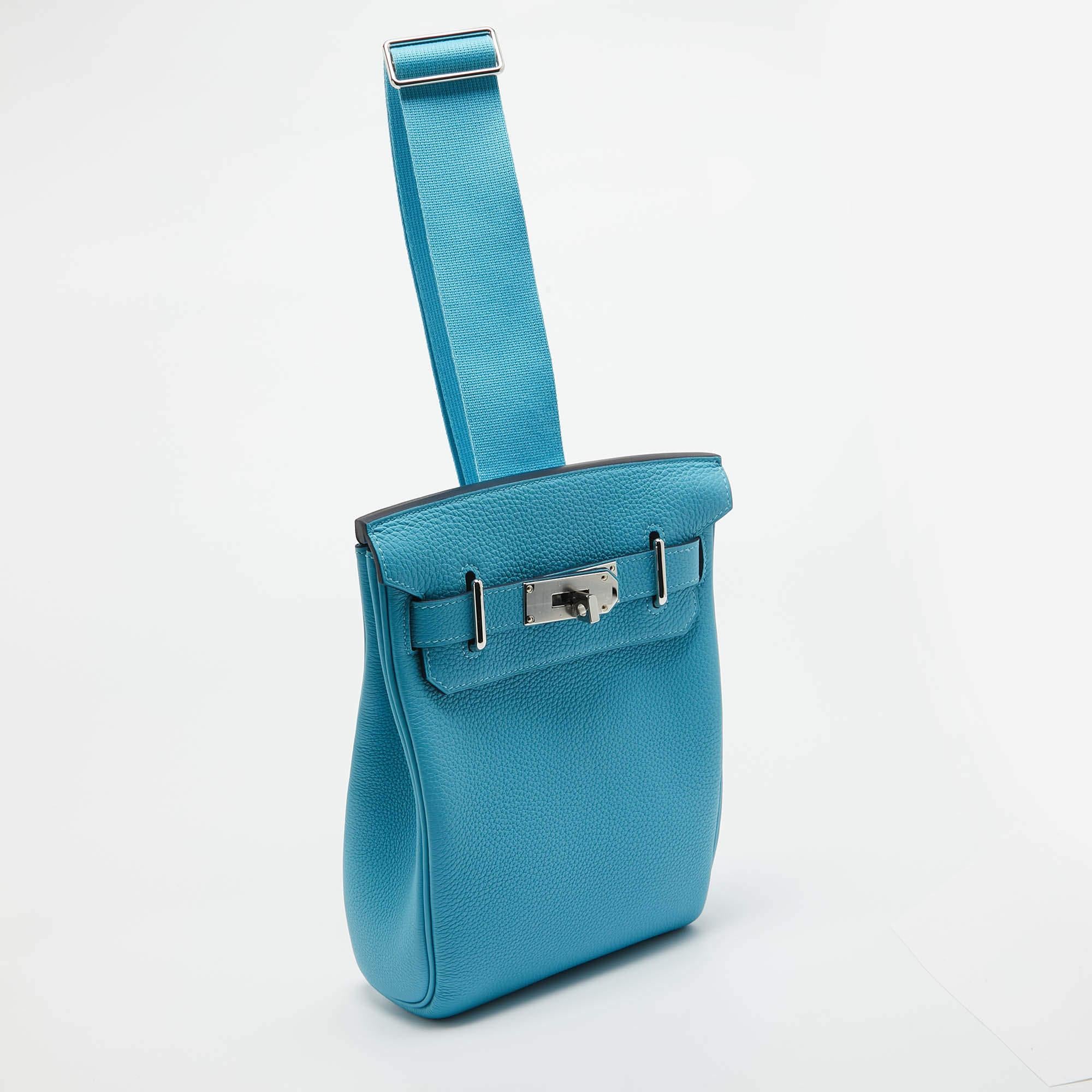 Hermès Bleu du Nord Togo Leather Palladium Finish Hac A Dos PM Bag For Sale 9
