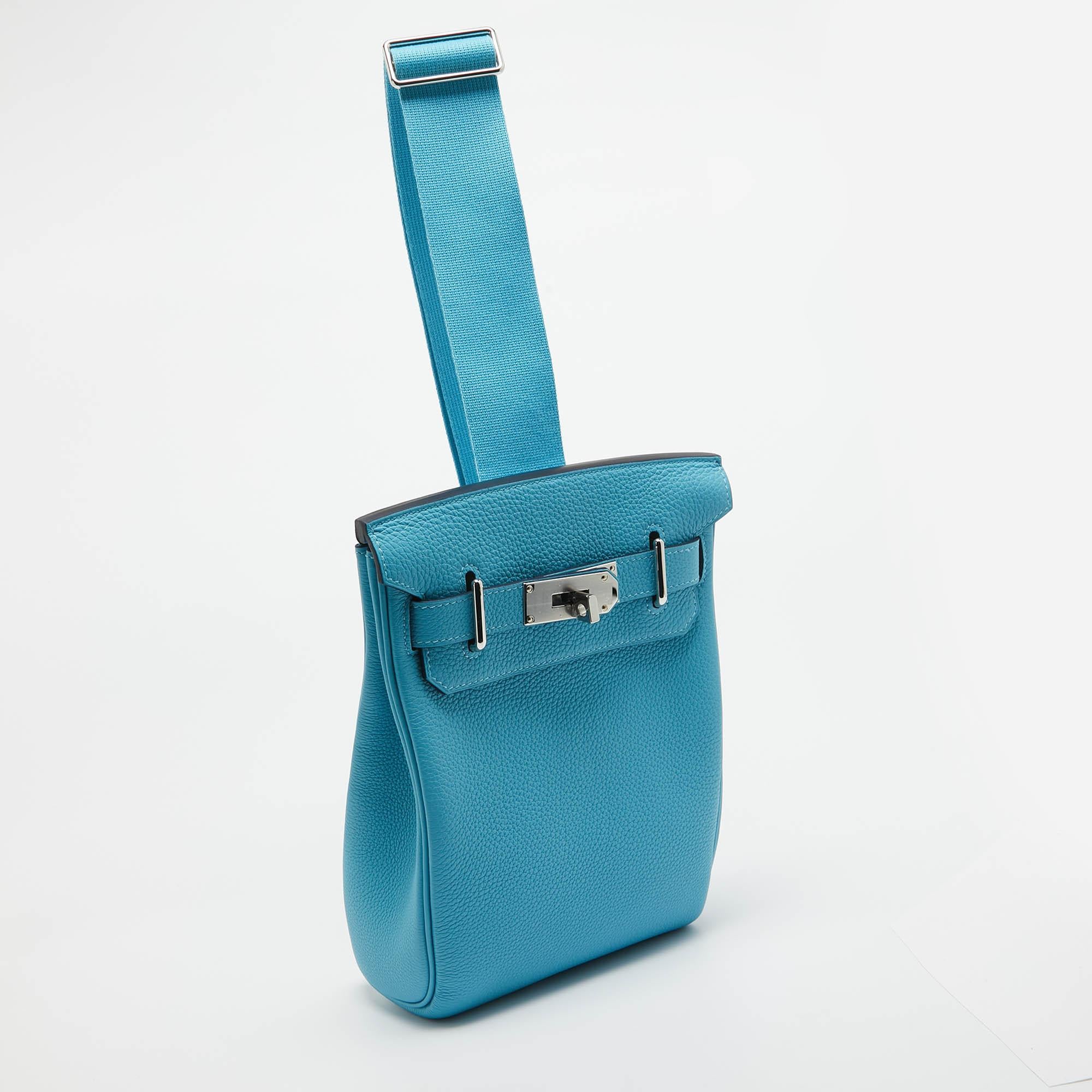 Hermès Bleu du Nord Togo Leather Palladium Finish Hac A Dos PM Bag In New Condition In Dubai, Al Qouz 2