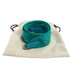 Hermés Bleu Du Nord/Vert Véro Canvas and Swift Leather Zigzag Sangle Bag Strap
