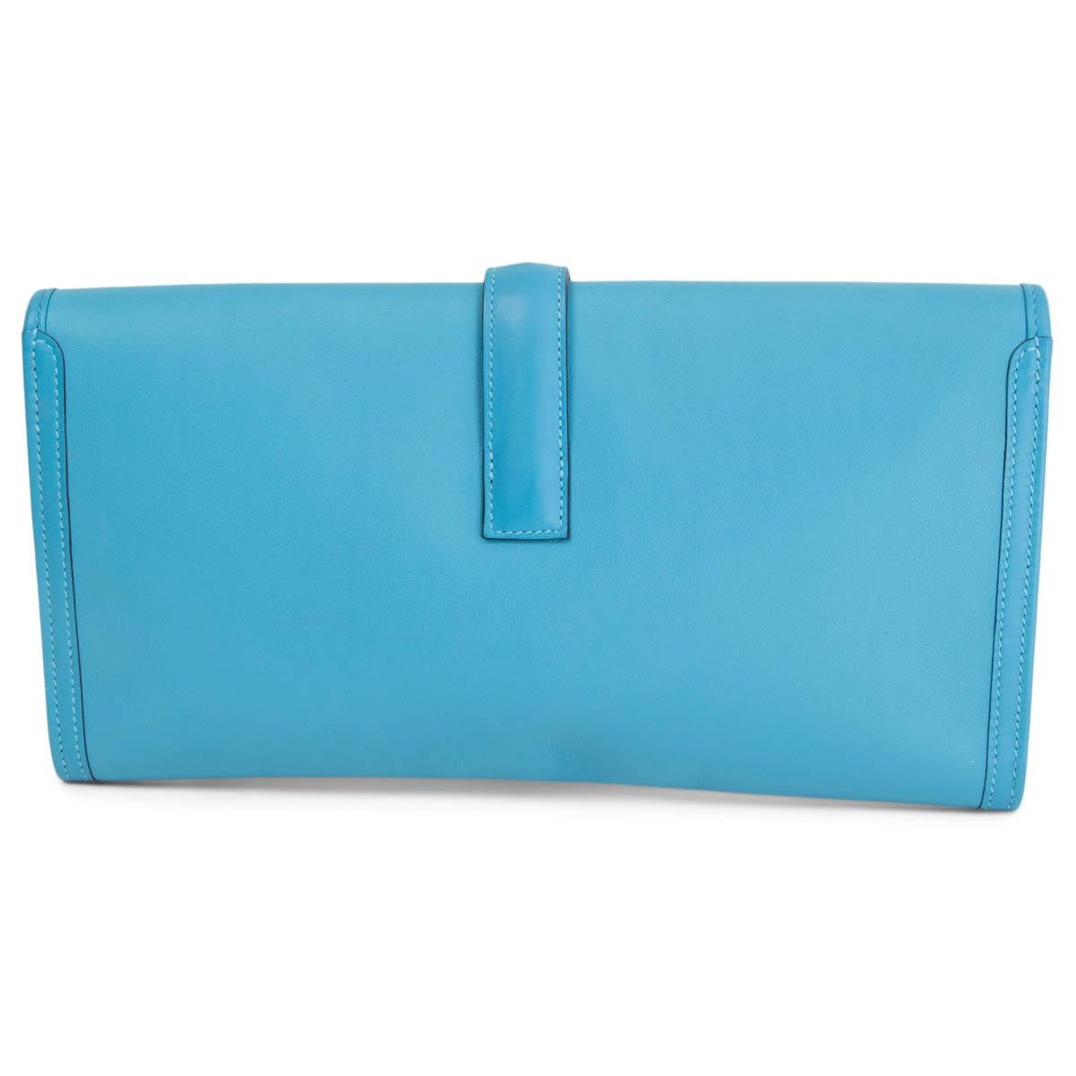 Blue HERMES Bleu du Nord / Vert Verone Swift JIGE 29 ELAN VERSO Clutch Bag