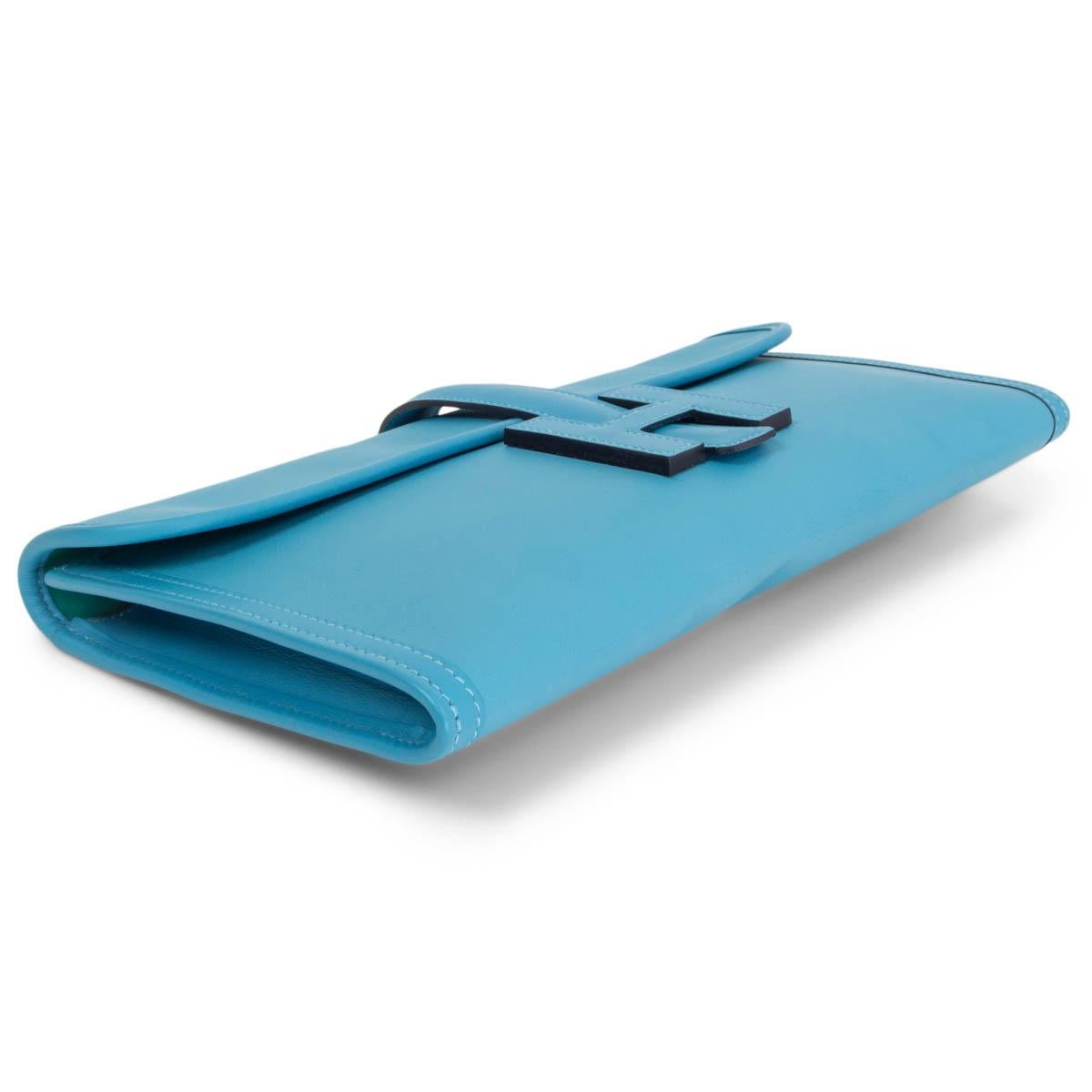 HERMES Bleu du Nord / Vert Verone Swift JIGE 29 ELAN VERSO Clutch im Zustand „Gut“ in Zürich, CH