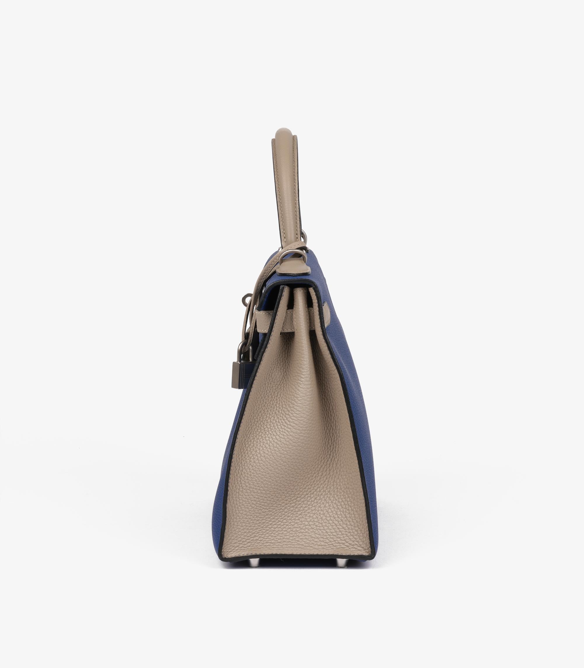 Hermès Bleu Electric & Gris Tourterelle Togo Leather Special Order HSS Kelly28cm en venta 1