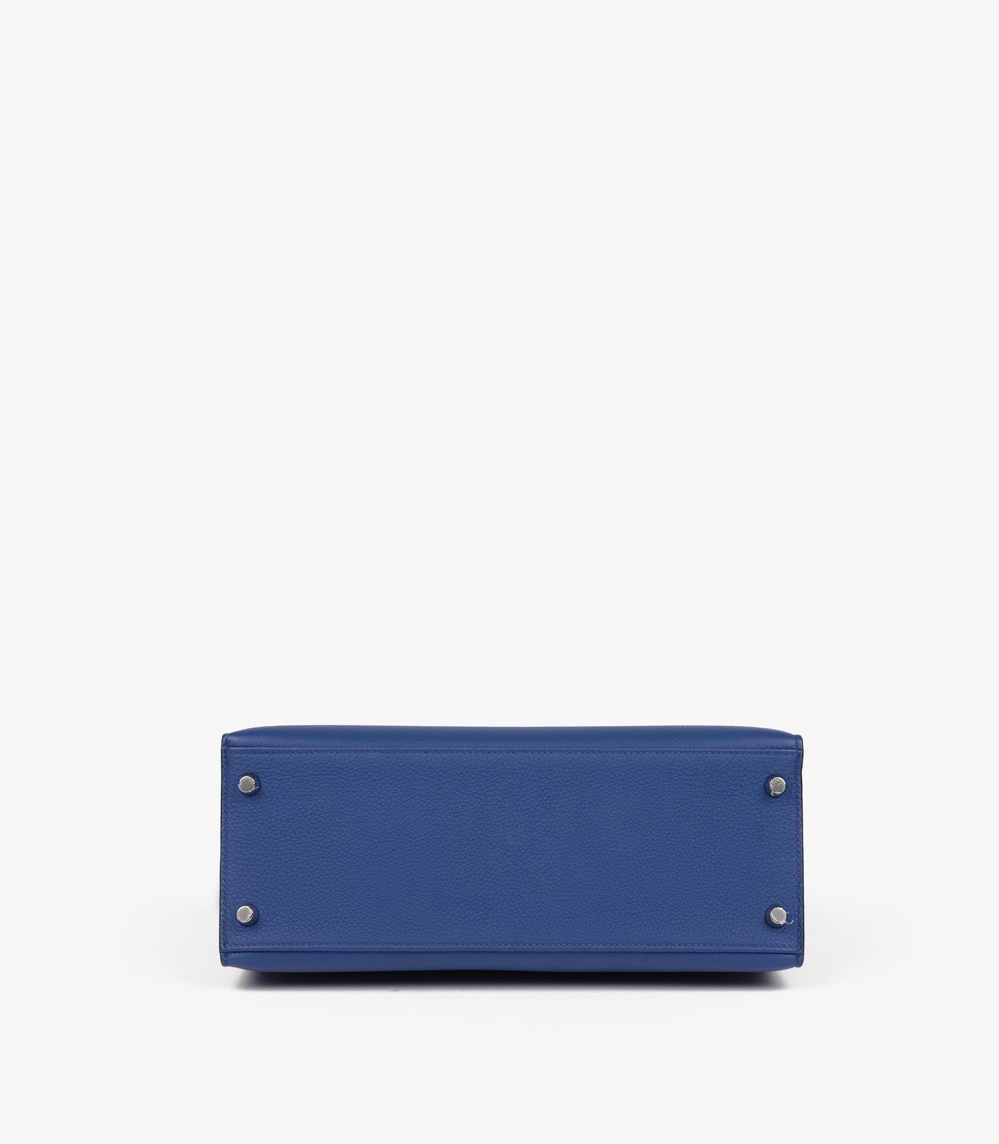 Hermès Bleu Electric & Gris Tourterelle Togo Leather Special Order HSS Kelly28cm en venta 2