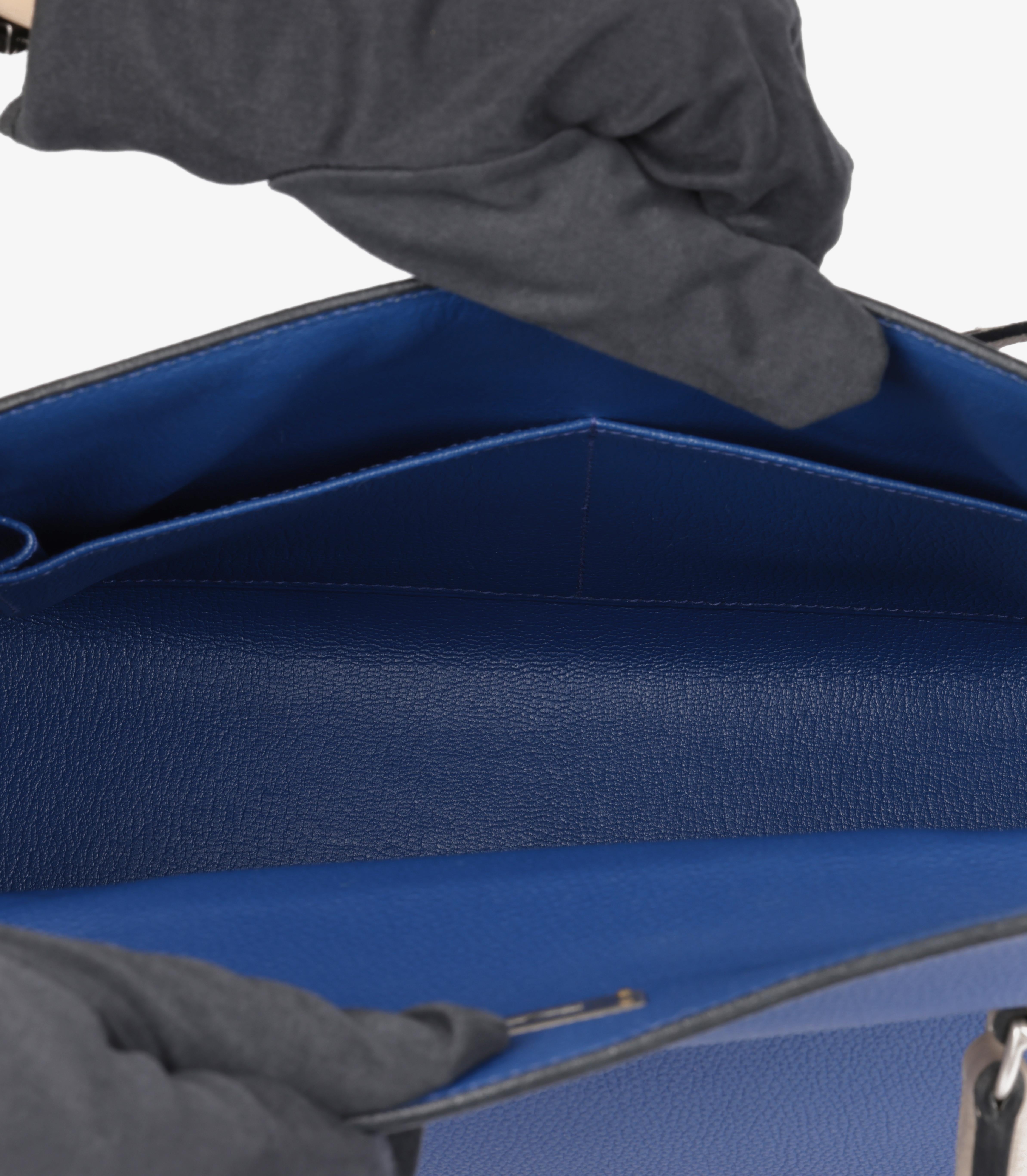 Hermès Bleu Electric & Gris Tourterelle Togo Leather Special Order HSS Kelly28cm en venta 3