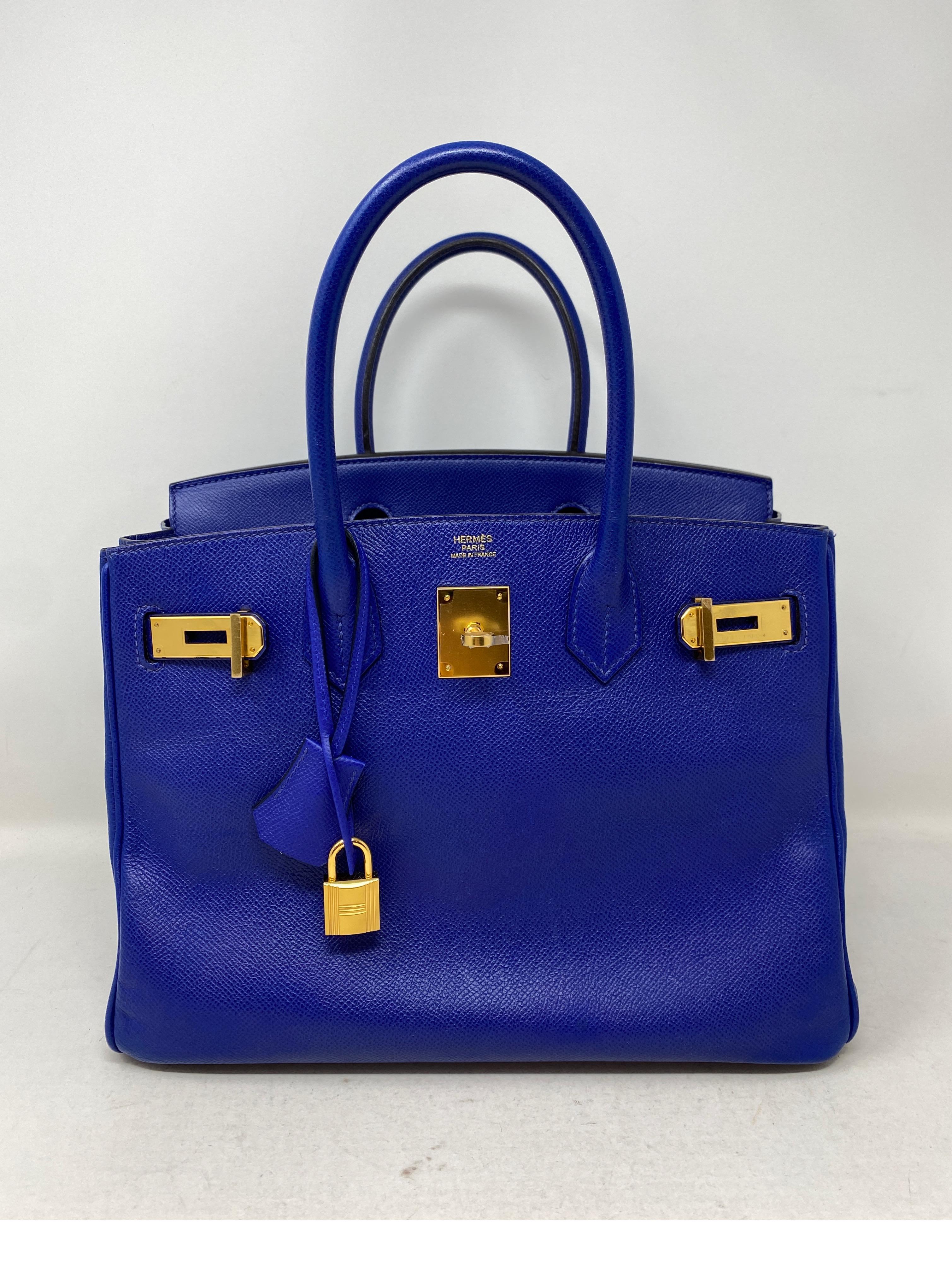 Purple Hermes Bleu Electrique Birkin 30 Bag 