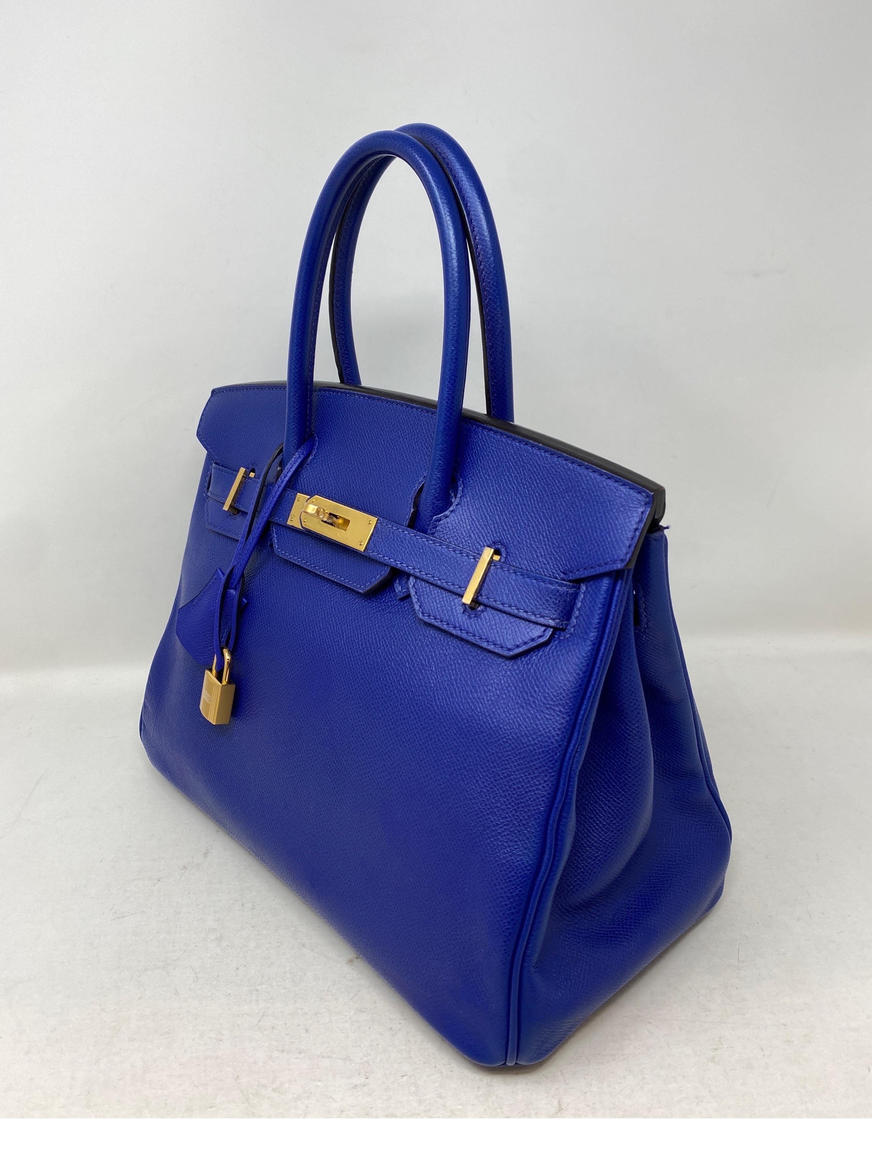 Women's or Men's Hermes Bleu Electrique Birkin 30 Bag 