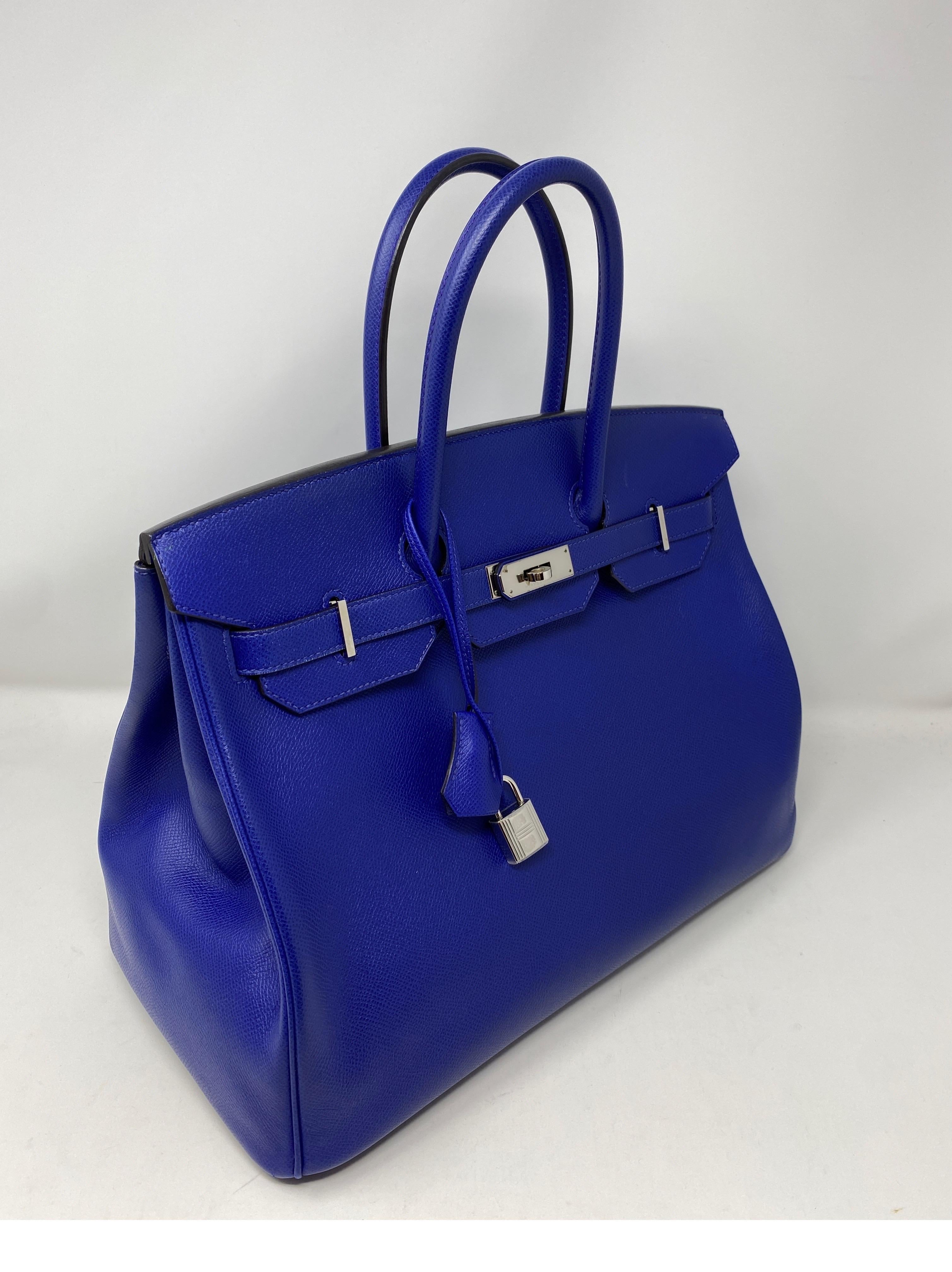 Purple Hermes Bleu Electrique Birkin 35 Bag
