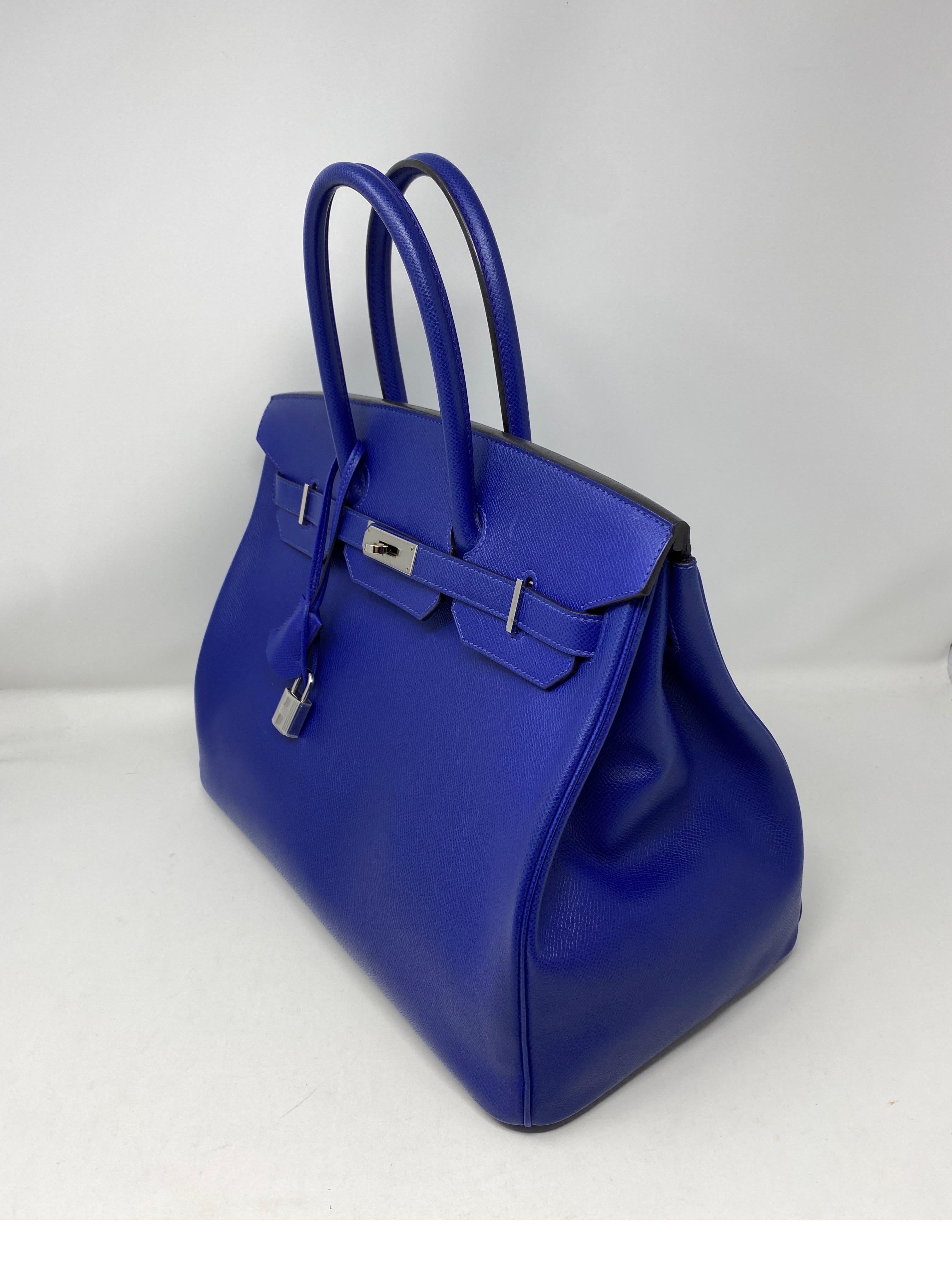 Hermes Bleu Electrique Birkin 35 Bag In Excellent Condition In Athens, GA