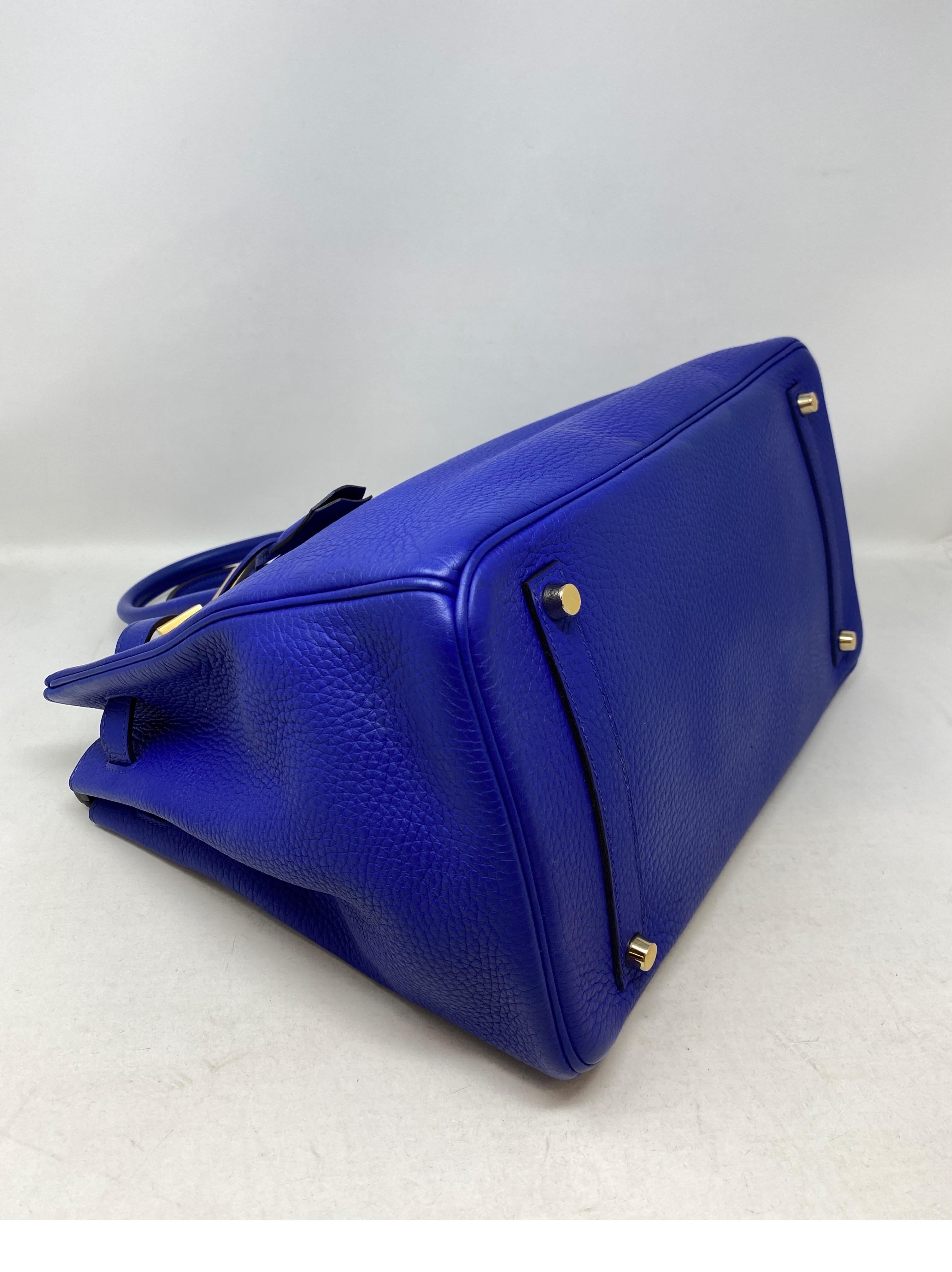 Women's or Men's Hermes Bleu Electrique Birkin 35 Bag 