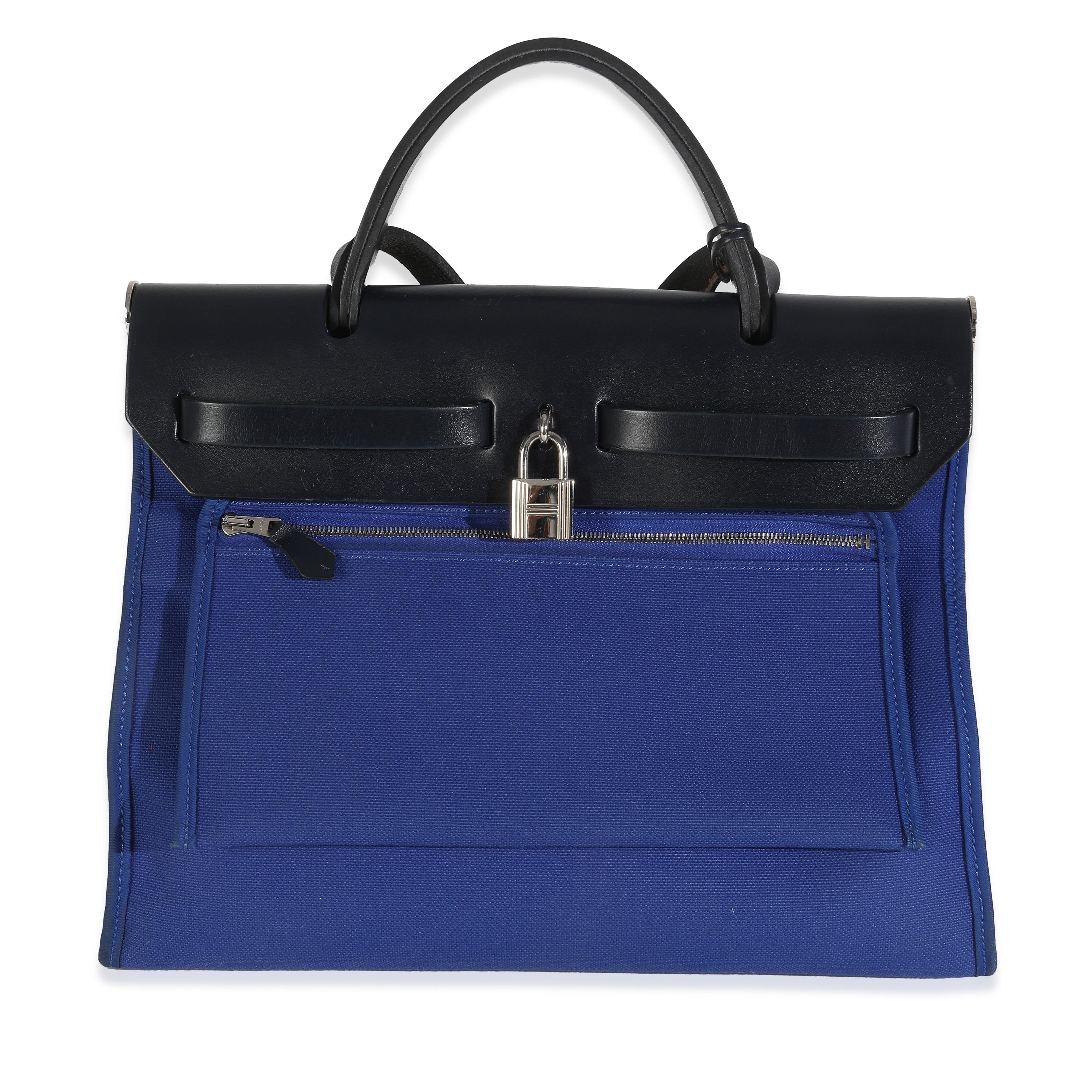Hermès Bleu Electrique Bleu Saphir Militaire Vache Hunter Herbag Zip 31 PHW en vente 3