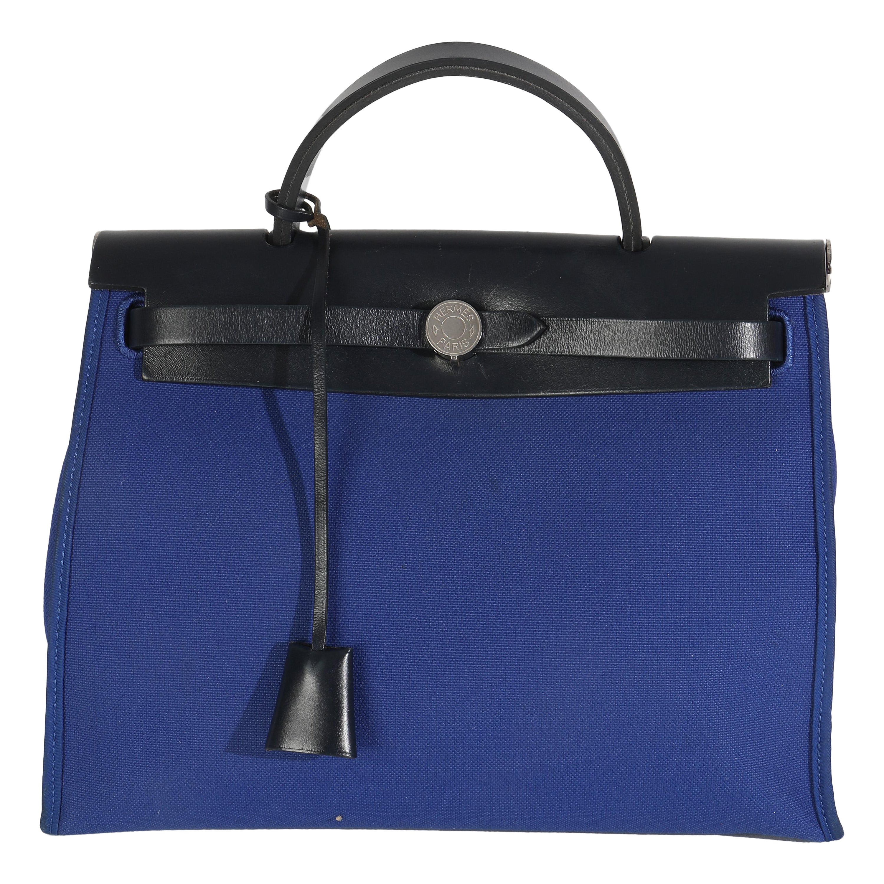 Hermès Bleu Electrique Bleu Saphir Militaire Vache Hunter Herbag Zip 31 PHW en vente