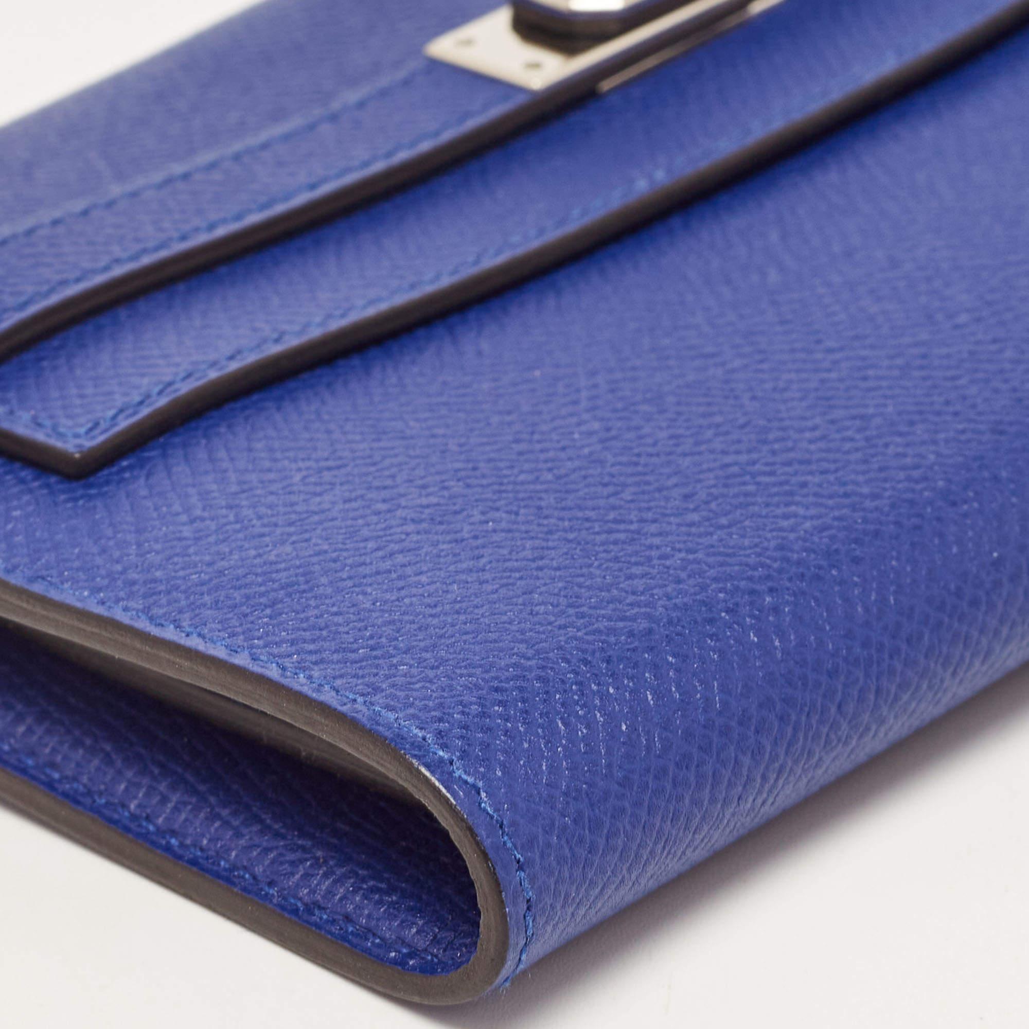 Hermès Bleu Electrique Epsom Leather Kelly Classic Wallet 8