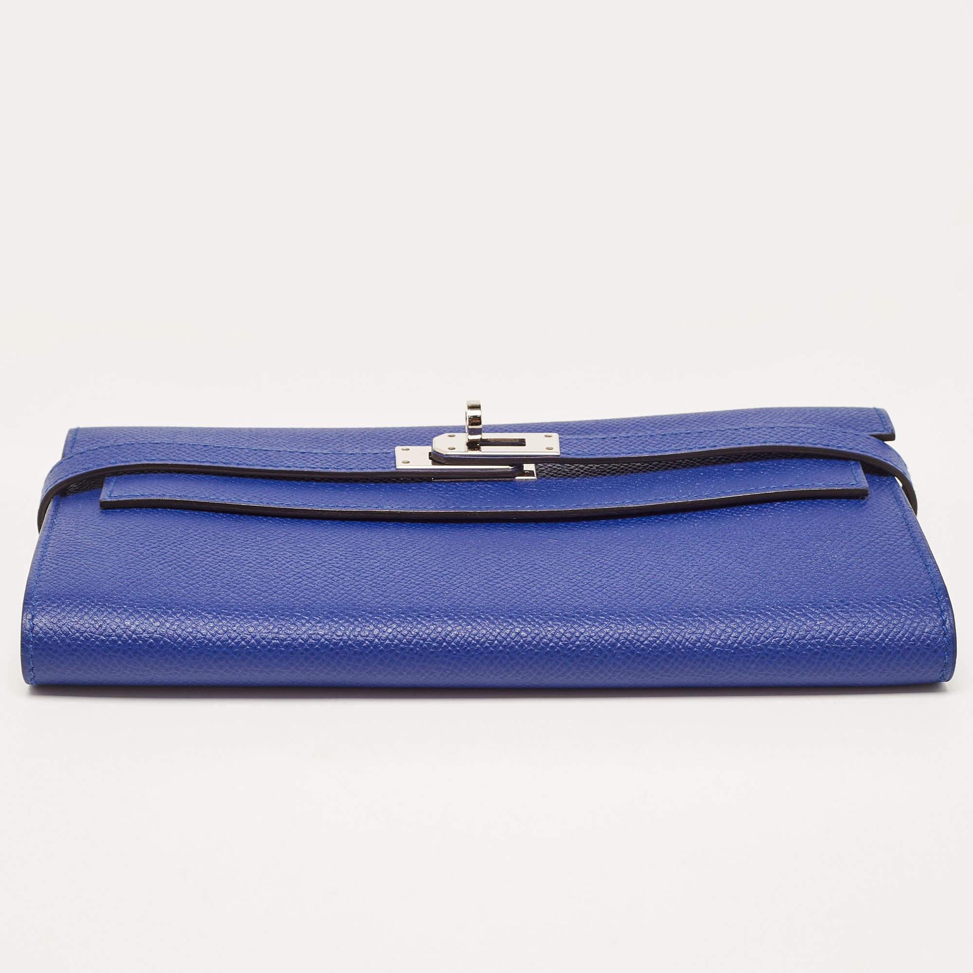 Women's Hermès Bleu Electrique Epsom Leather Kelly Classic Wallet