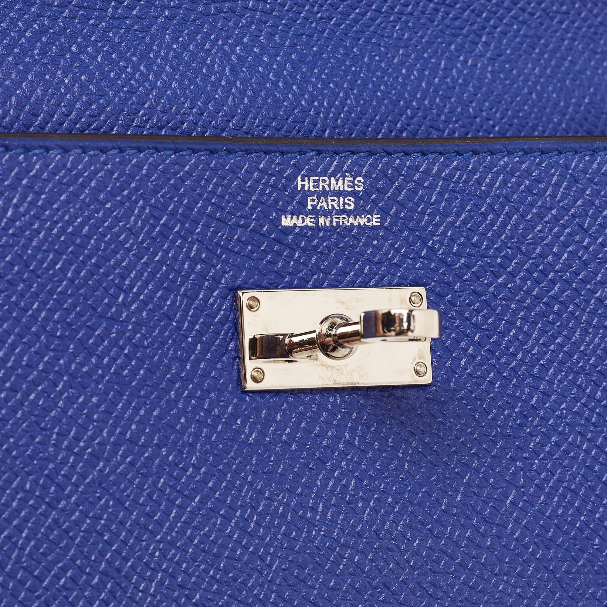 Hermès Bleu Electrique Epsom Leather Kelly Classic Wallet 4