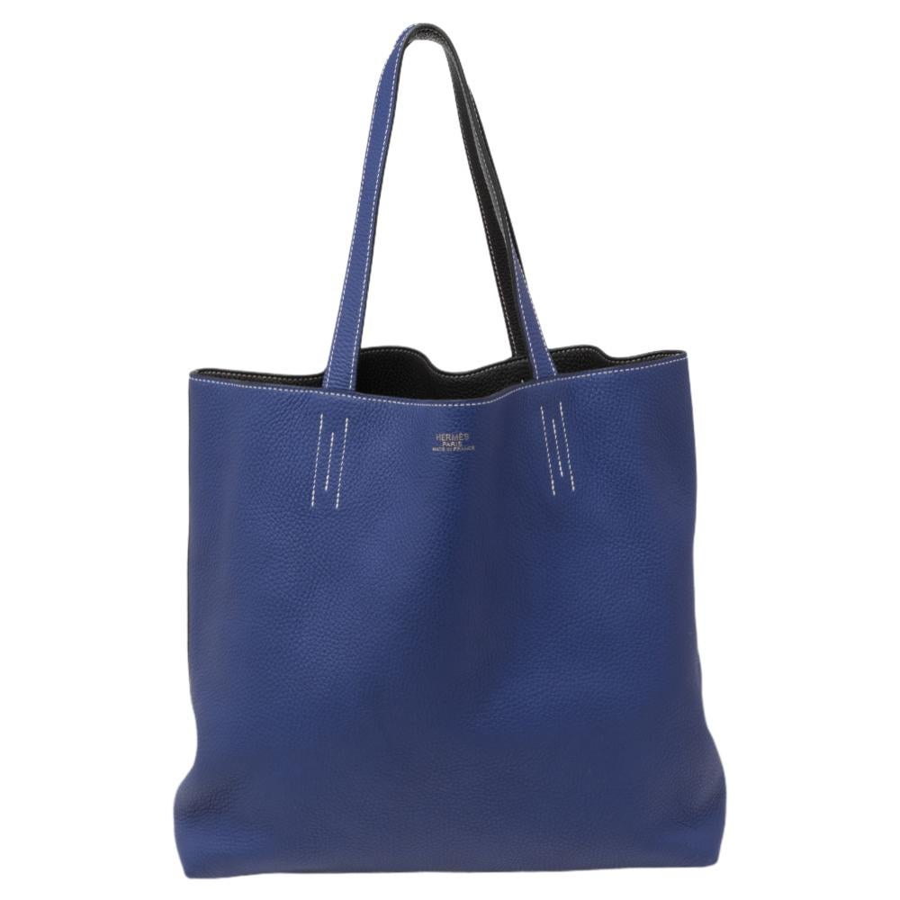 Hermes Bleu Electrique/Graphite Taurillon Clemence Double Sens 45 Bag 5