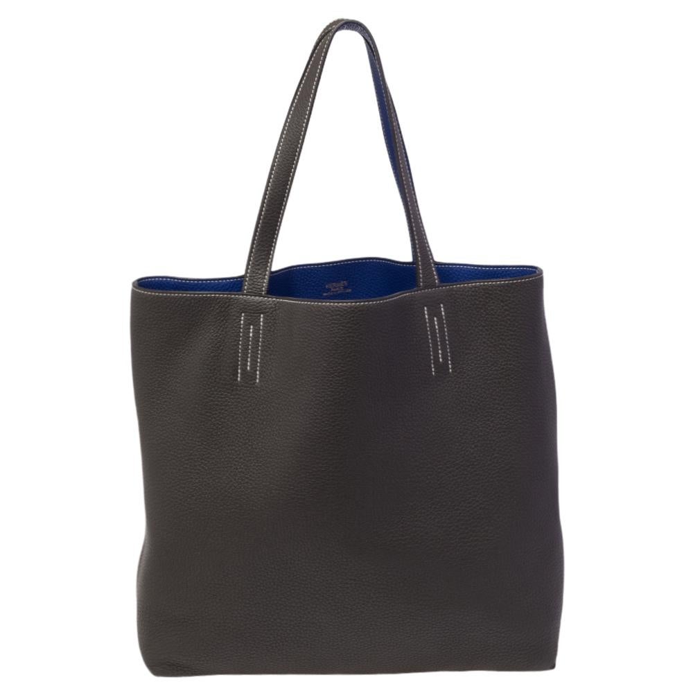 Hermes Bleu Electrique/Graphite Taurillon Clemence Double Sens 45 Bag 7