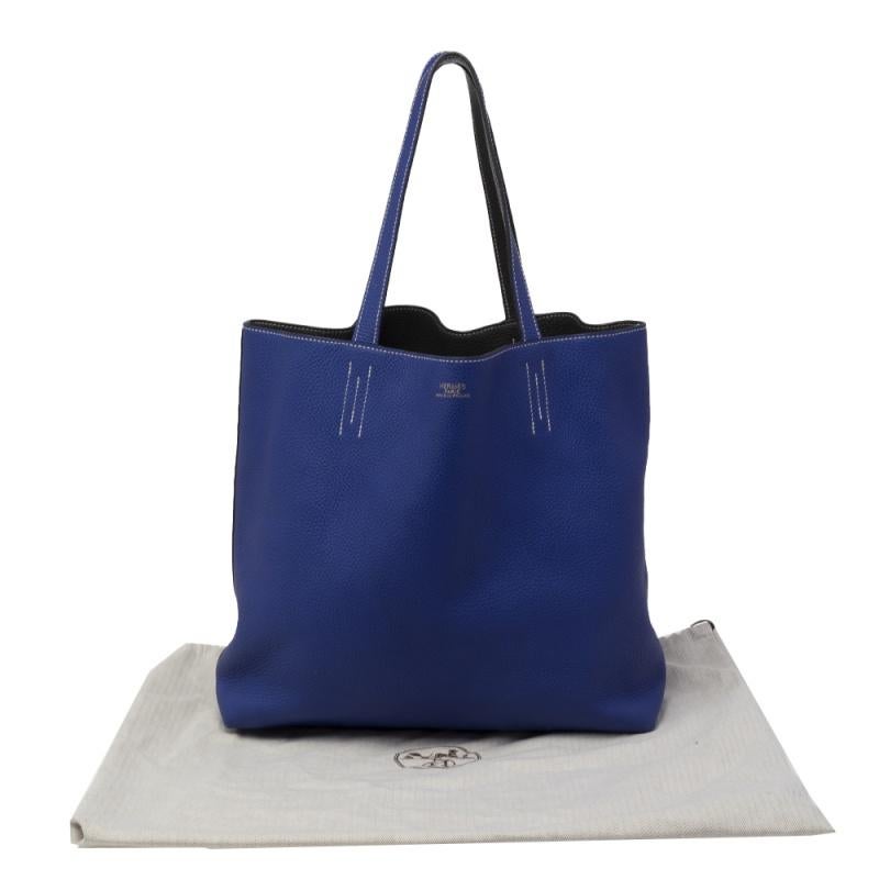 Hermes Bleu Electrique/Graphite Taurillon Clemence Double Sens 45 Bag 9