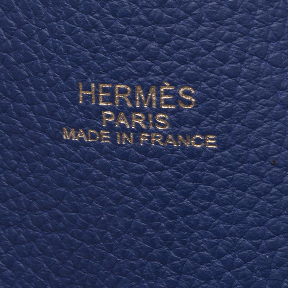 Women's Hermes Bleu Electrique/Graphite Taurillon Clemence Double Sens 45 Bag