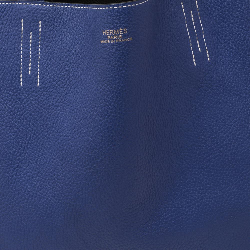 Hermes Bleu Electrique/Graphite Taurillon Clemence Double Sens 45 Bag 2