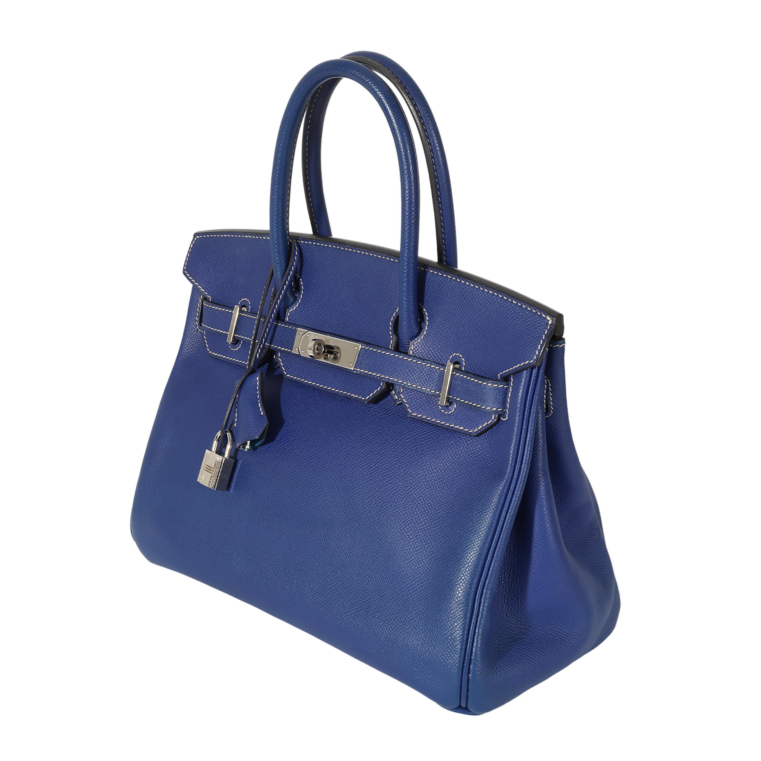 Women's Hermes Bleu Electrique Mykonos Epsom Candy Birkin 30 PHW