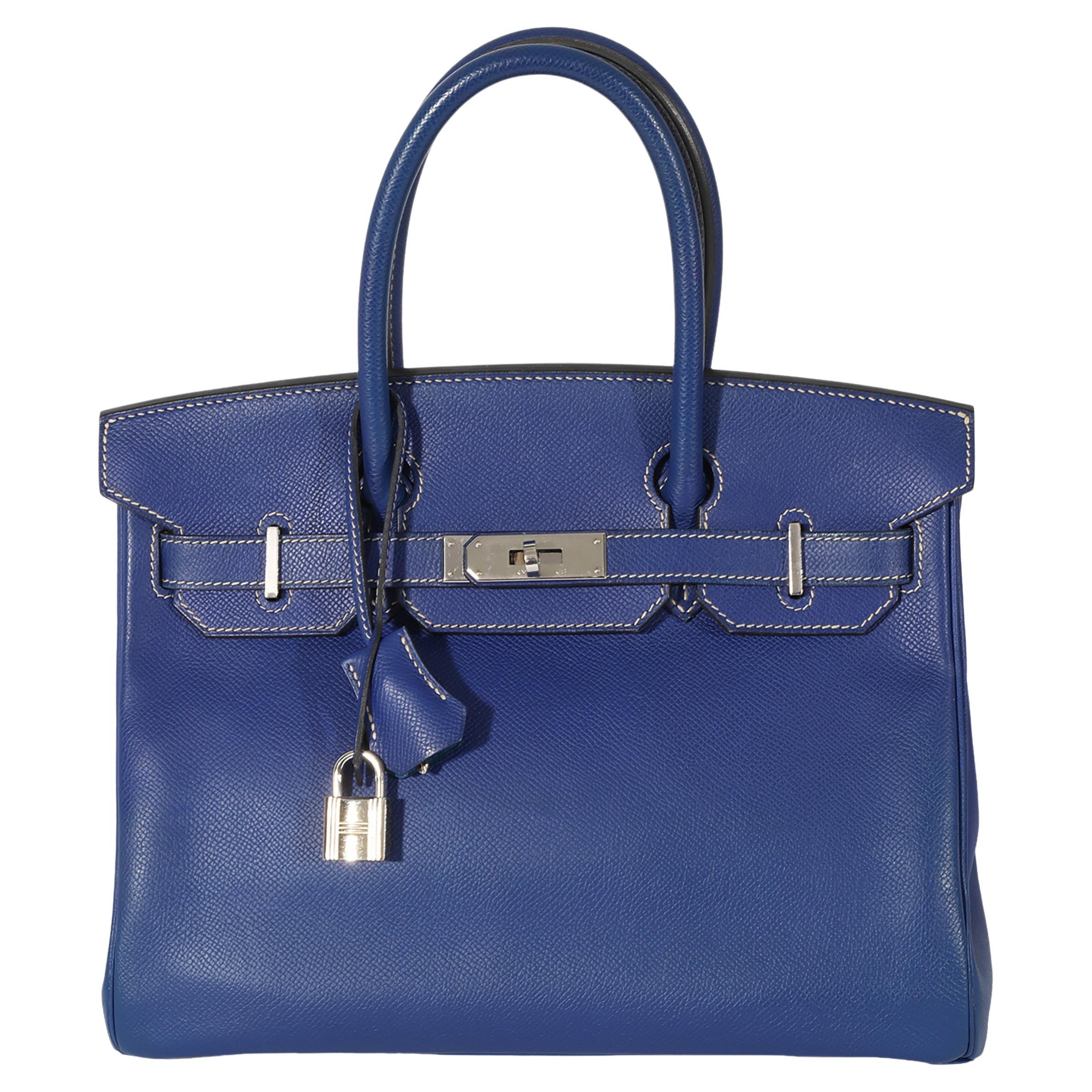 Hermes Bleu Electrique Mykonos Epsom Candy Birkin 30 PHW