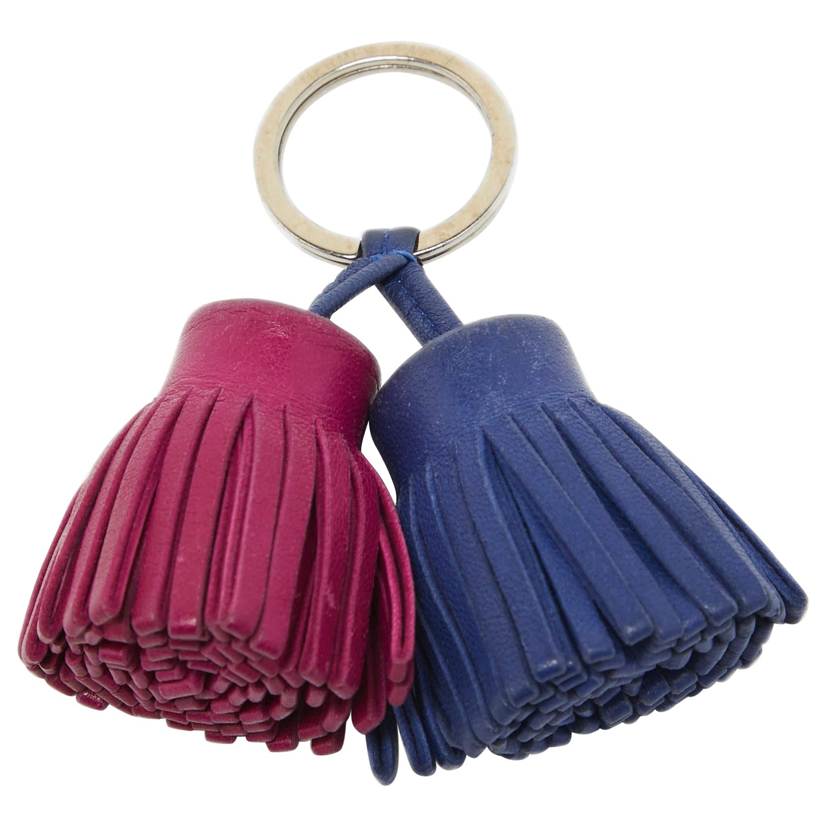 Hermes Bleu Electrique/Rose Pourpre Milo Leather Carmen Uno-Dos Key Ring