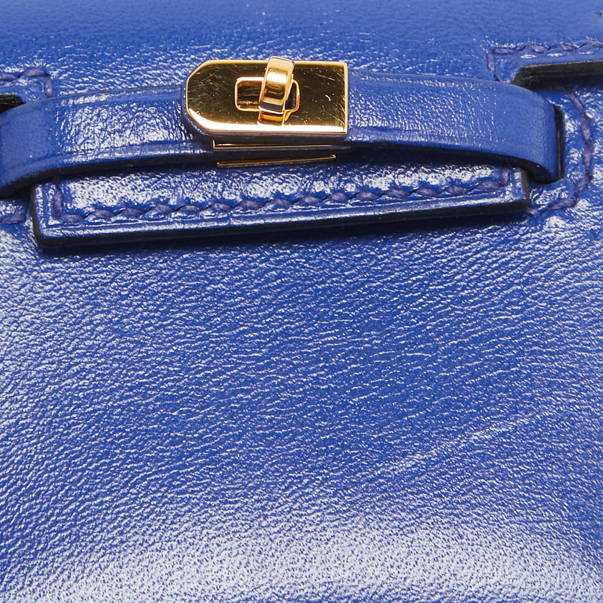 Hermes Bleu Electrique Tadelakt Leather Mini Kelly Twilly Bag Charm For Sale 1
