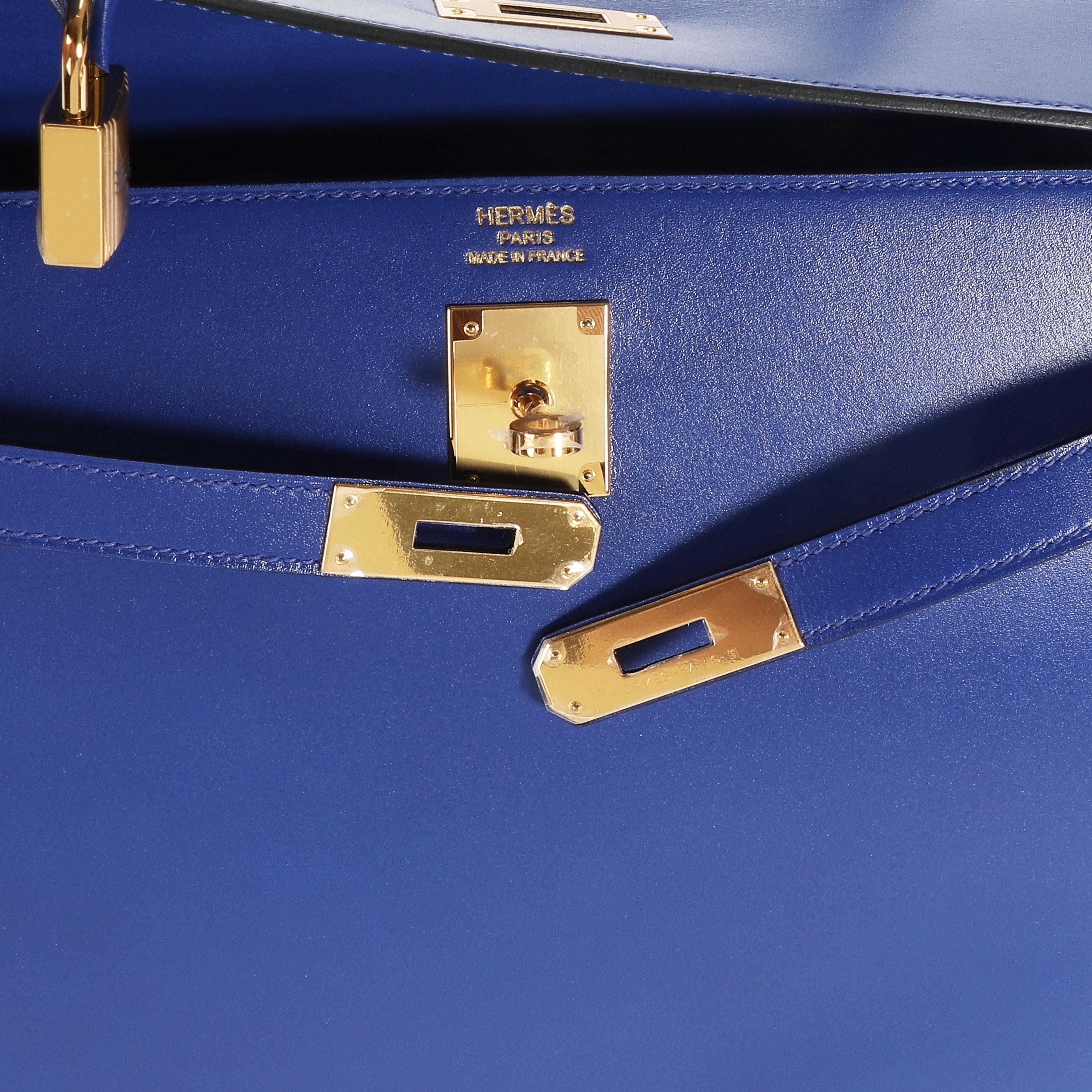 Women's Hermès Bleu Electrique Tadelakt Sellier Kelly 35 GHW