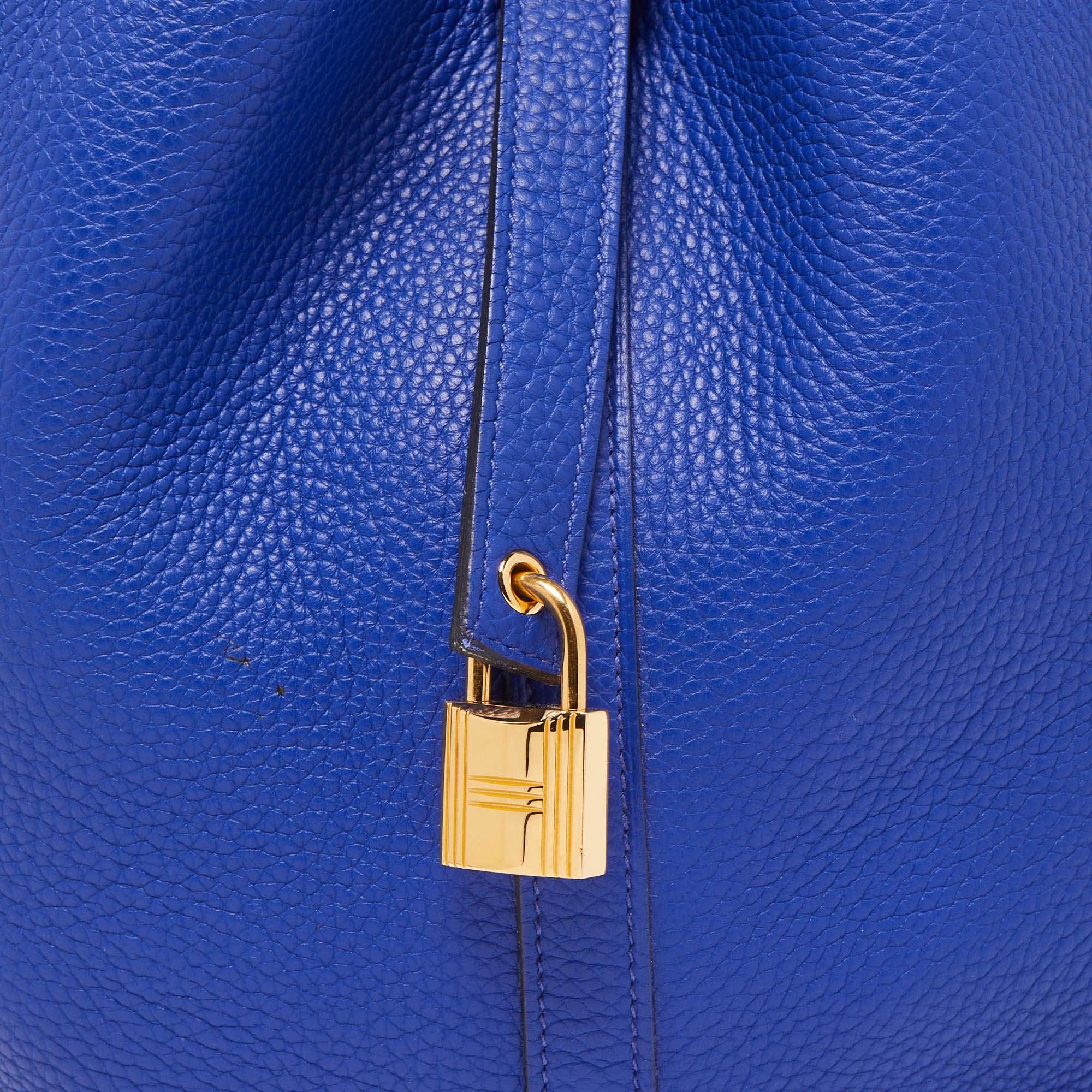 Hermes Bleu Electrique Taurillon Clemence Leather Picotin GM Bag 5