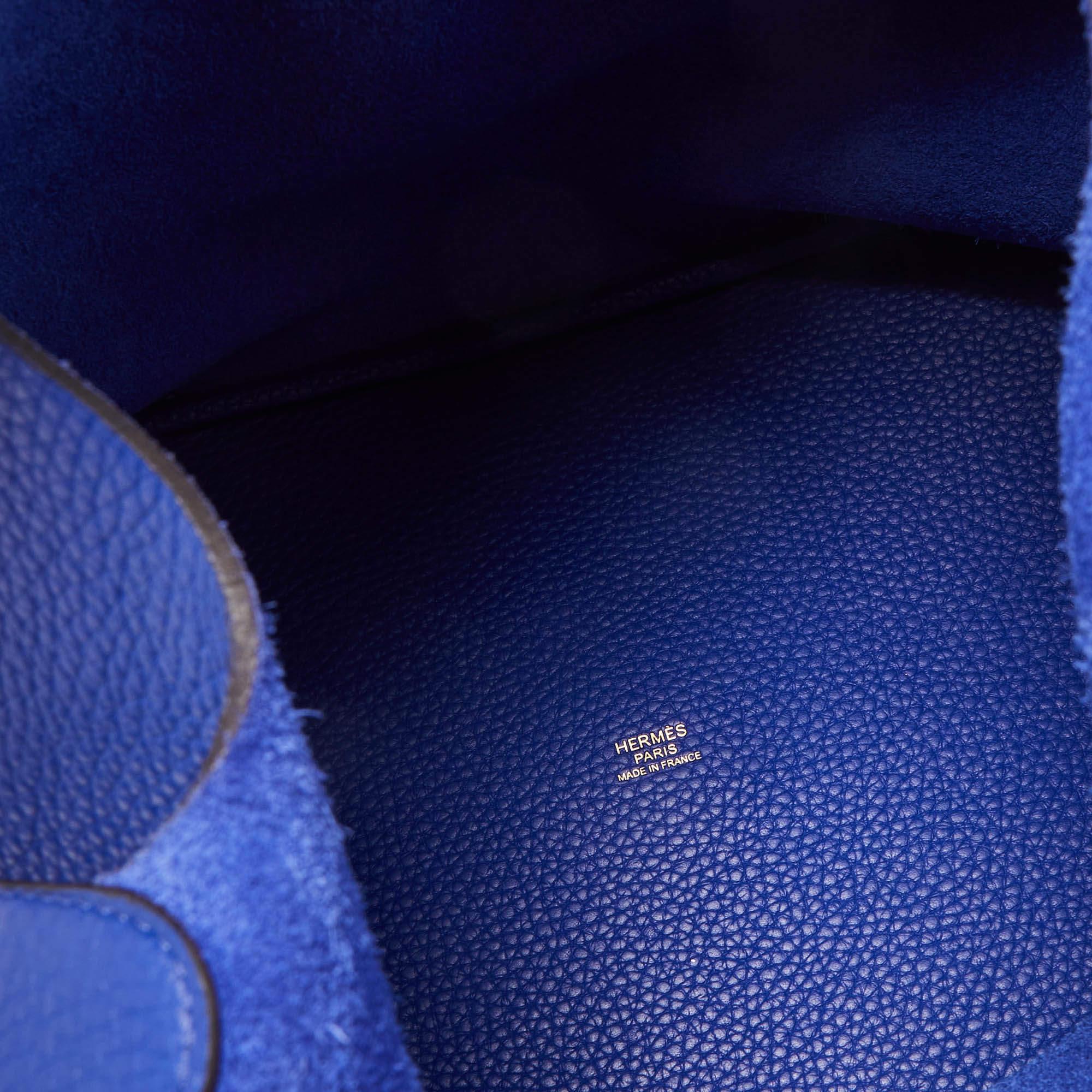 Hermes Bleu Electrique Taurillon Clemence Leather Picotin GM Bag 6
