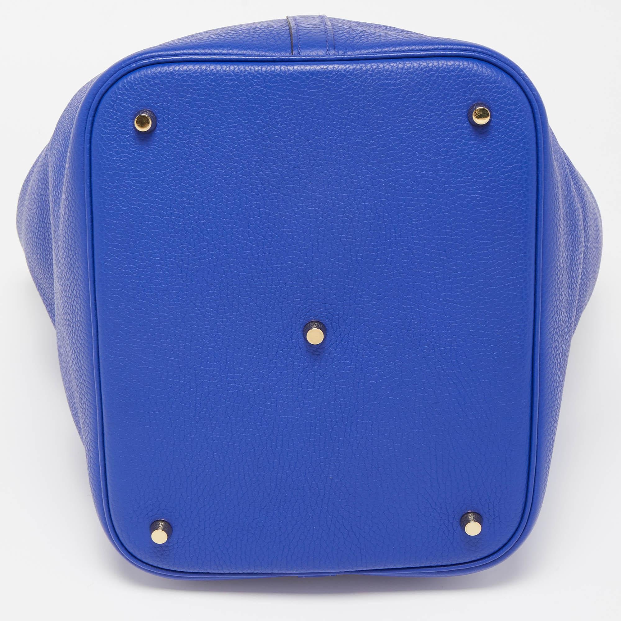 Hermes Bleu Electrique Taurillon Clemence Leather Picotin GM Bag In Good Condition In Dubai, Al Qouz 2