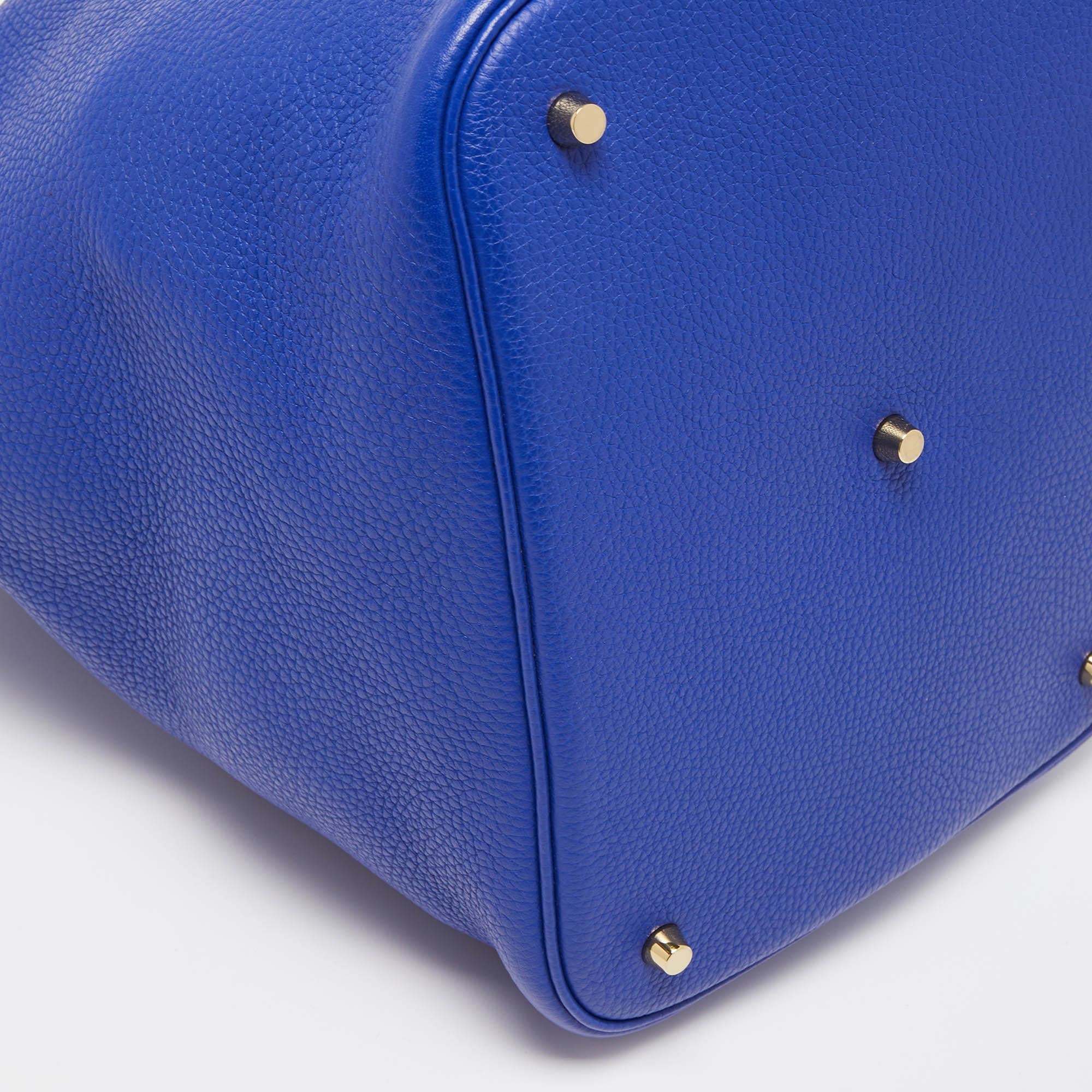 Hermes Bleu Electrique Taurillon Clemence Leather Picotin GM Bag 1