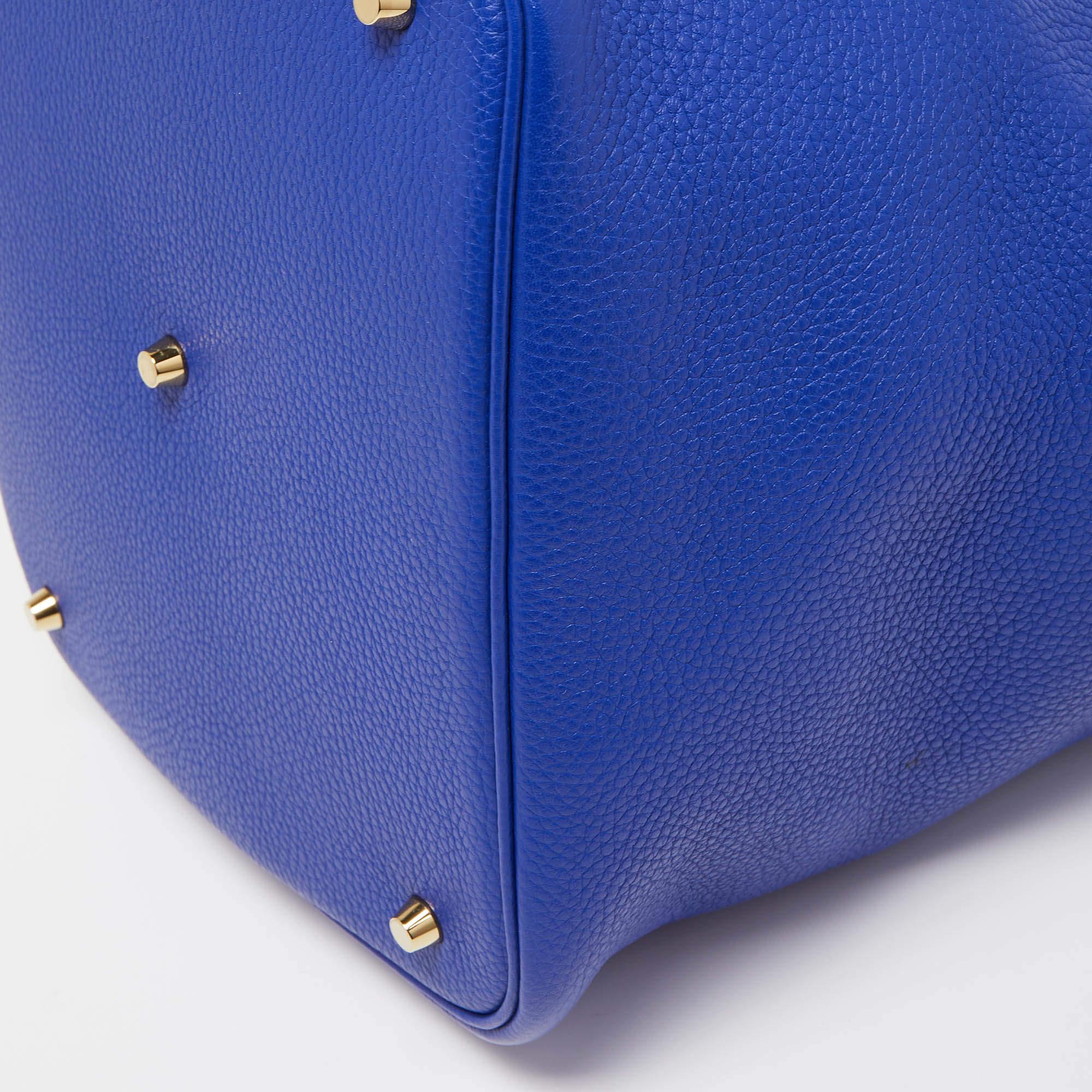 Hermes Bleu Electrique Taurillon Clemence Leather Picotin GM Bag 2