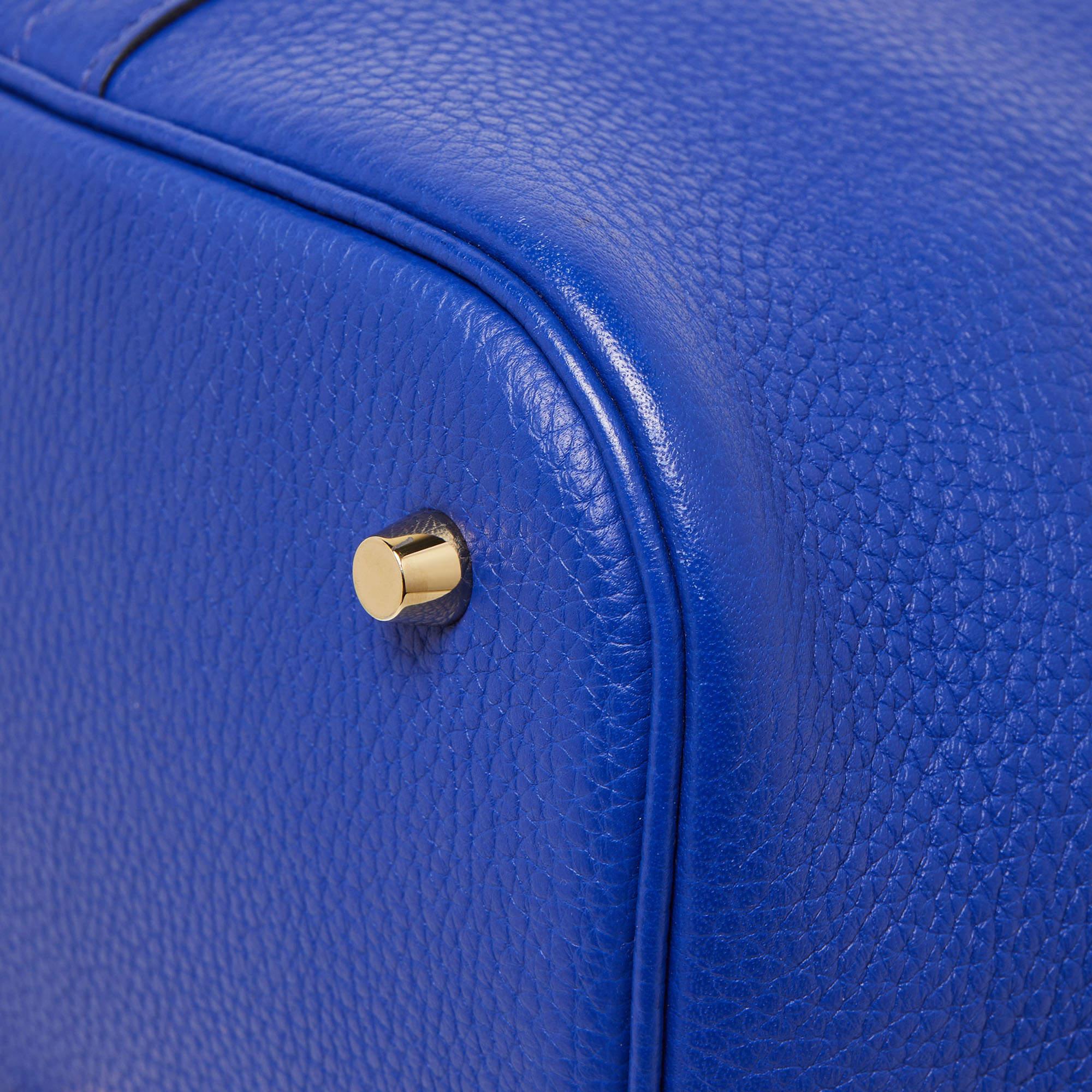 Hermes Bleu Electrique Taurillon Clemence Leather Picotin GM Bag 4